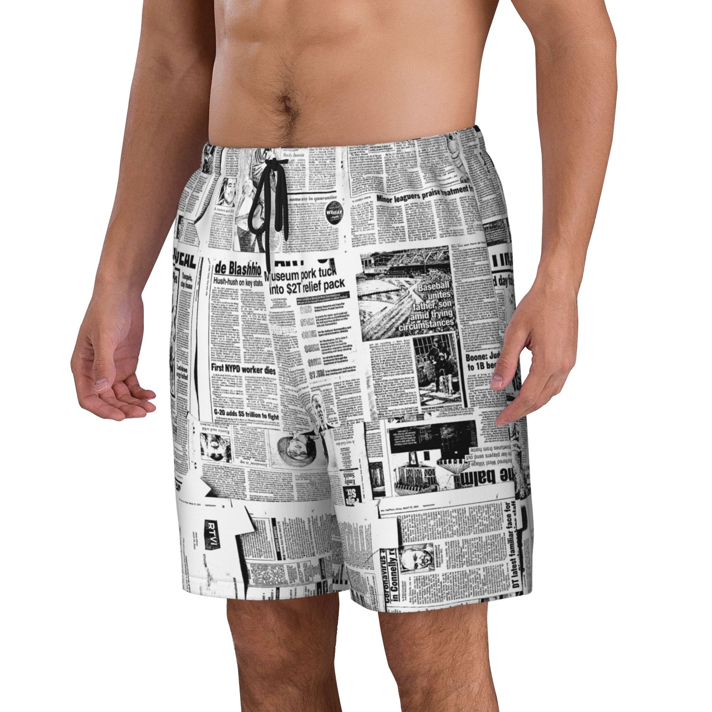 Newspaper Beach Shorts For Men