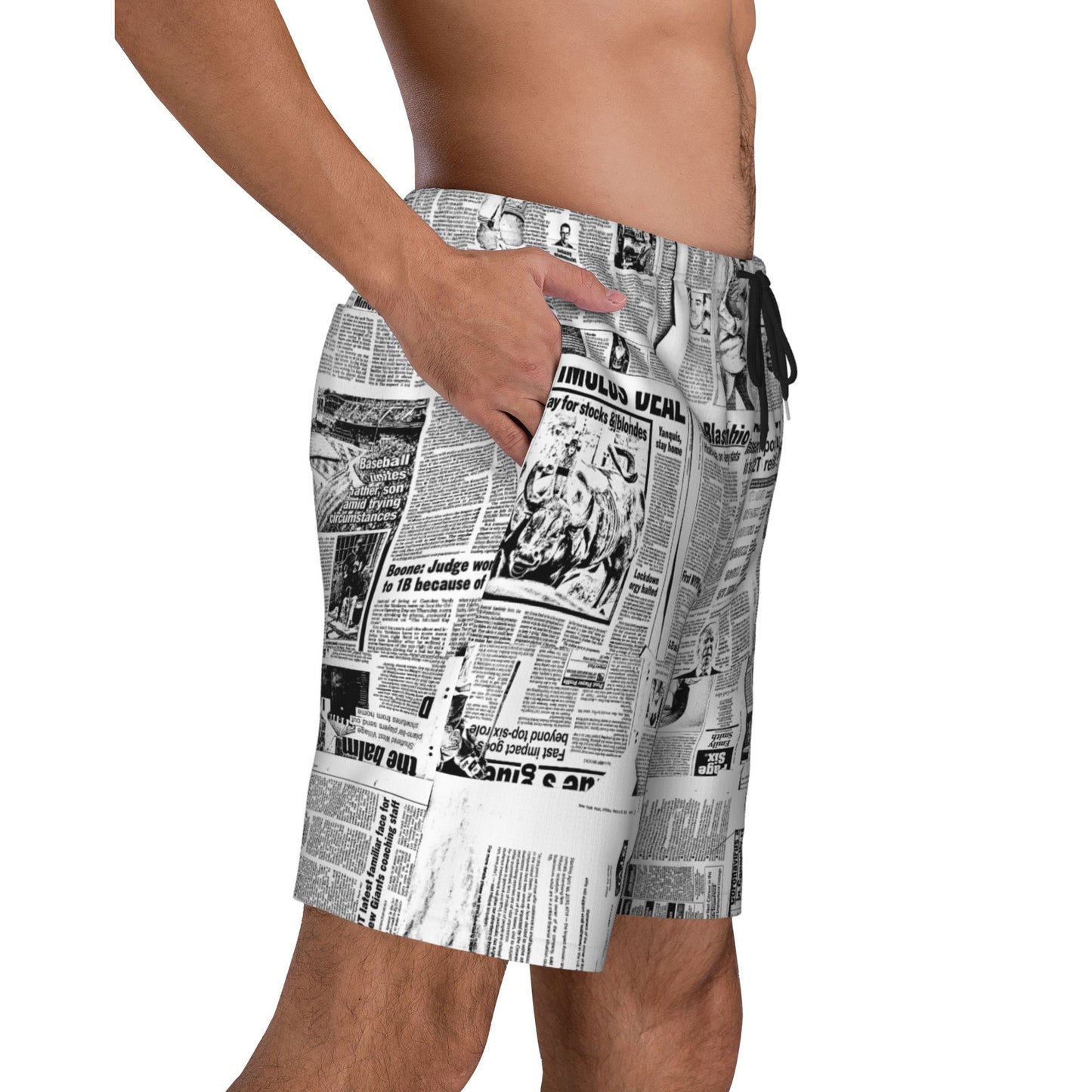 Newspaper Beach Shorts For Men