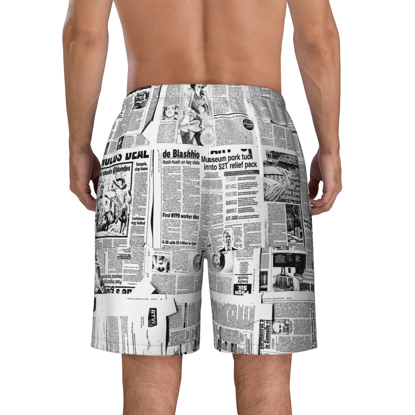 Newspaper Beach Shorts For Men