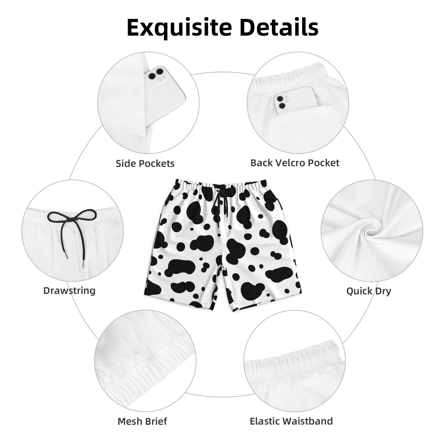Cow Print Beach Shorts For Men