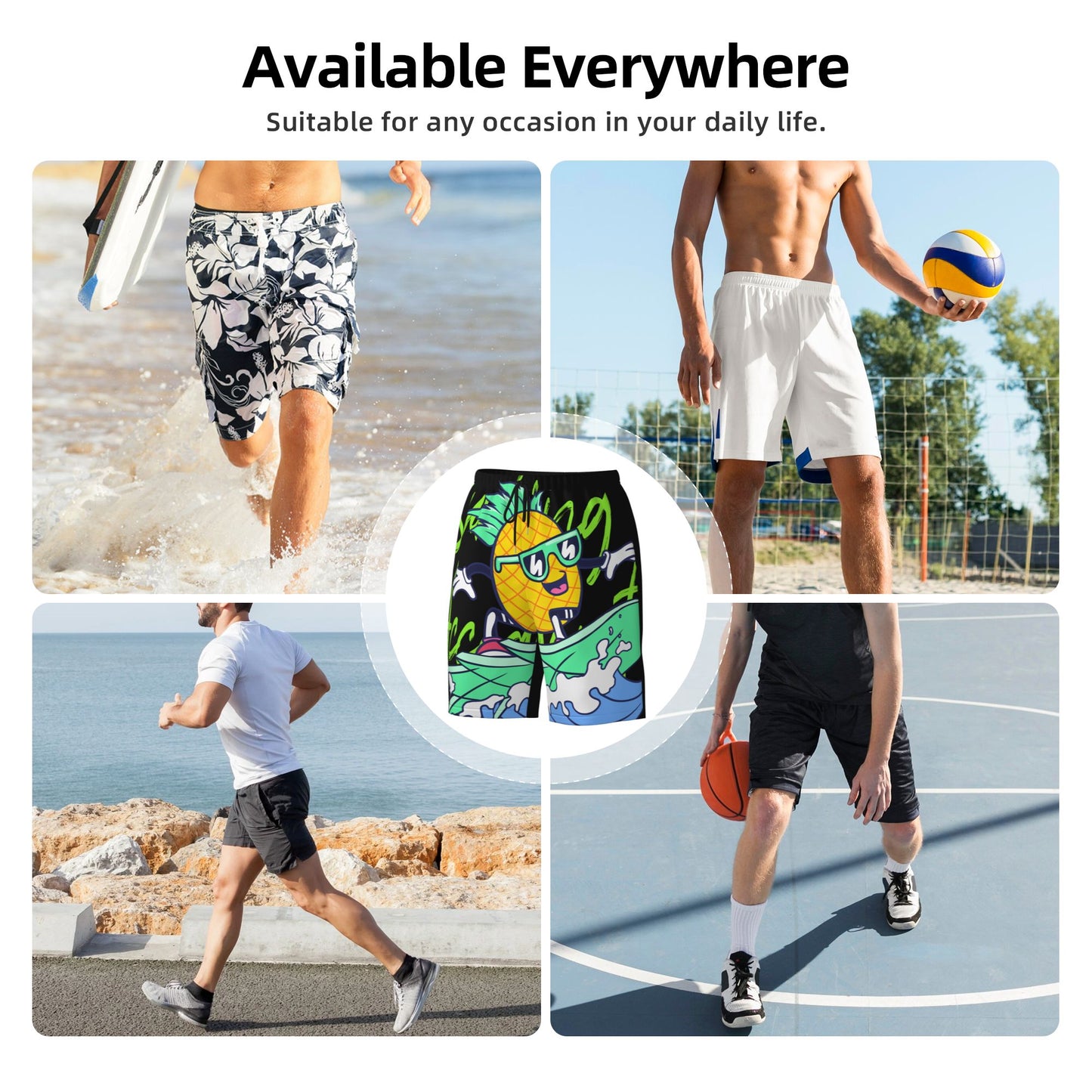 Surfing Pineapple Beach Shorts For Men