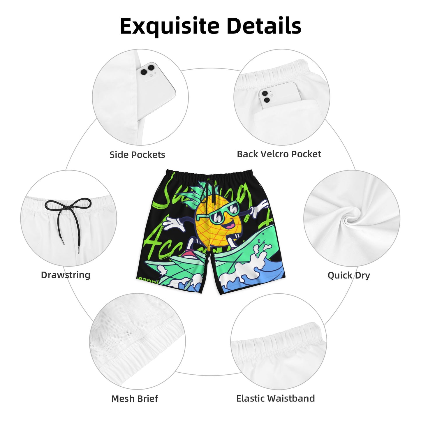 Surfing Pineapple Beach Shorts For Men