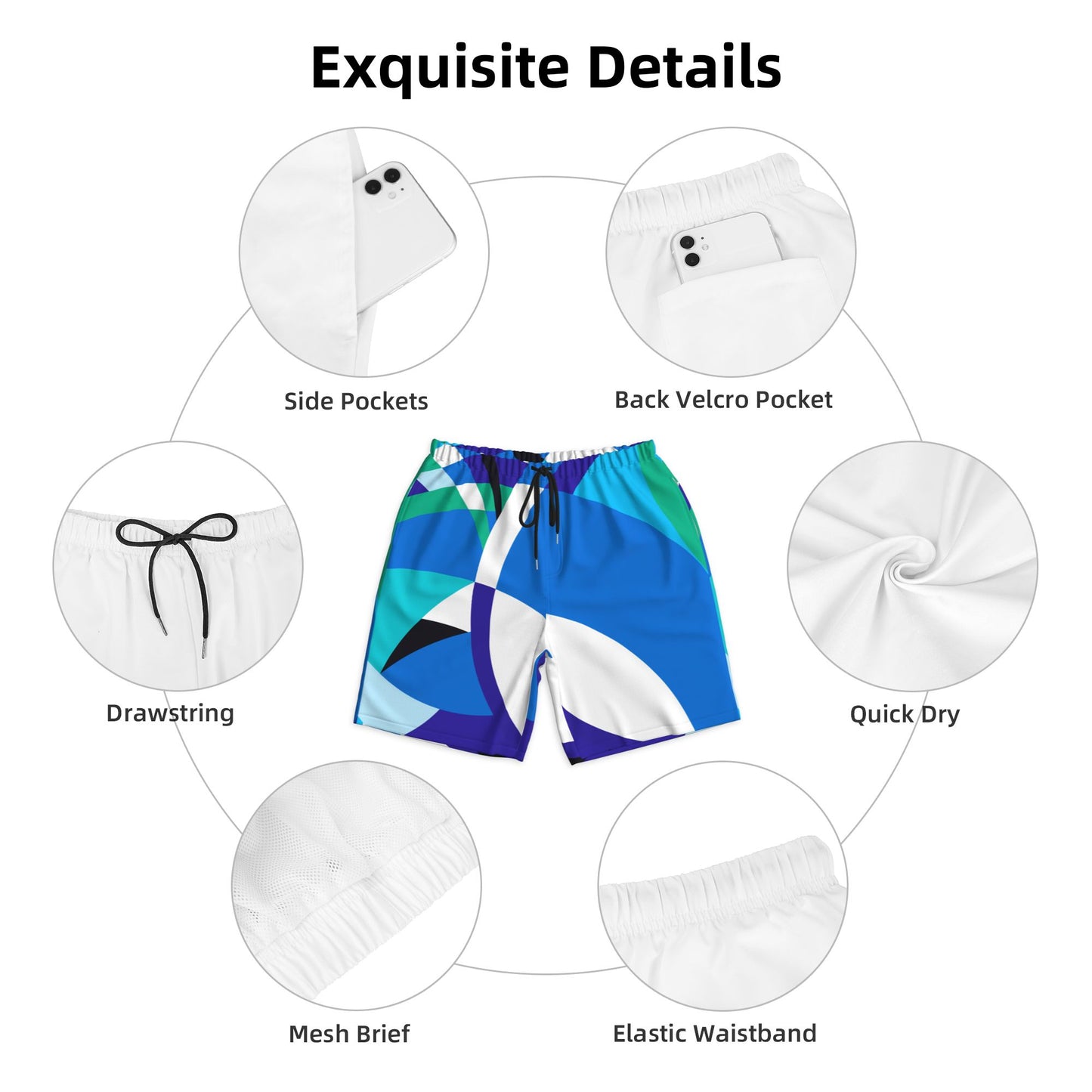 Curvature Geometry Men's Beach Shorts