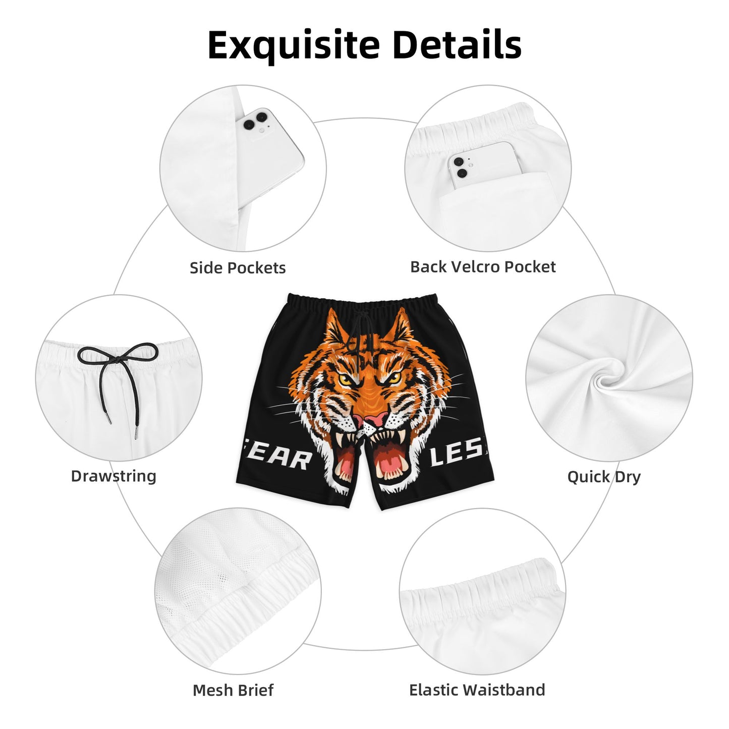 Tiger Printed Beach Shorts For Men