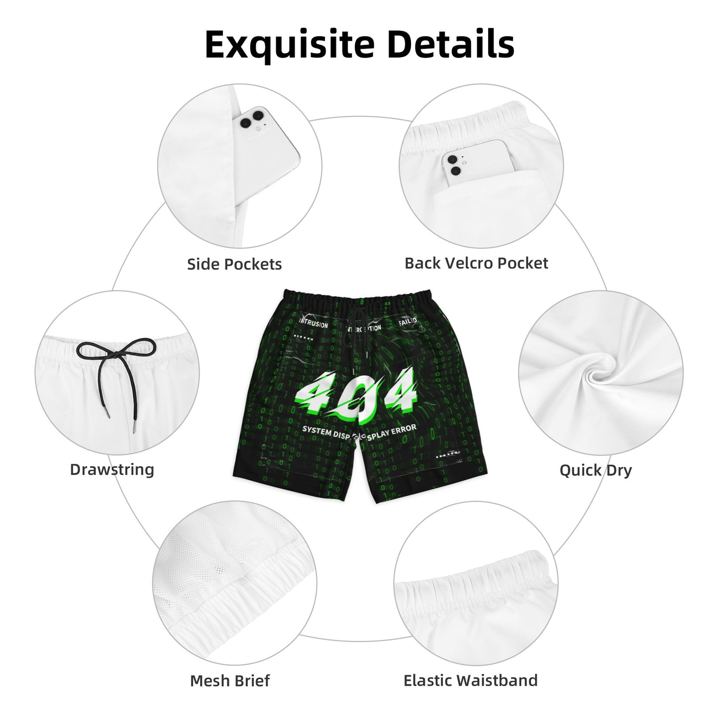 Code Print Beach Shorts For Men