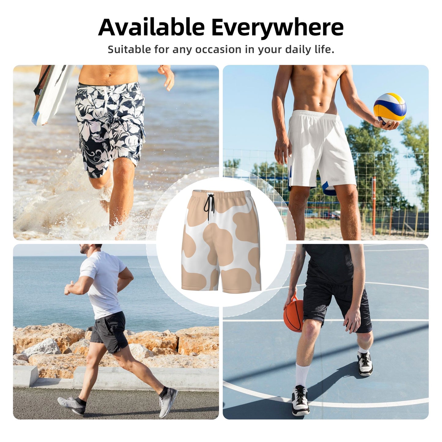 Cow Printed Men's Beach Shorts