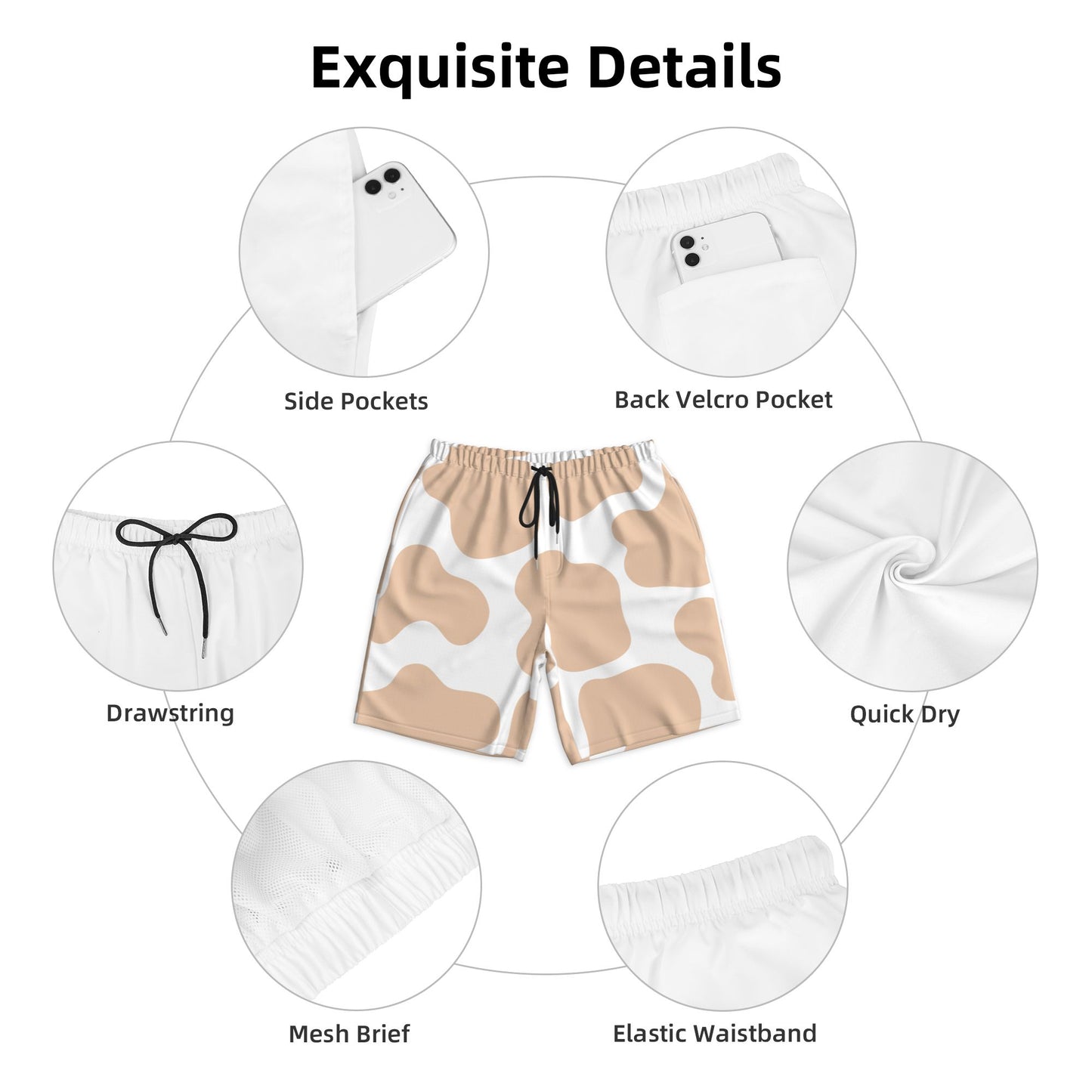 Cow Printed Men's Beach Shorts