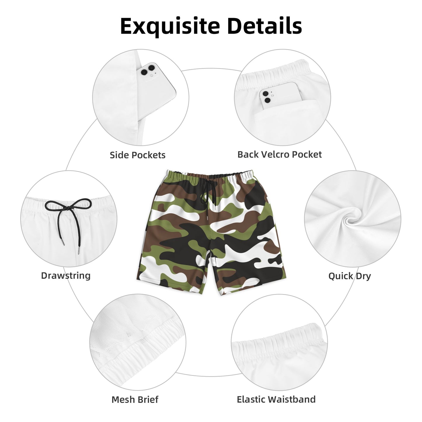 Camo Print Beach Shorts For Men