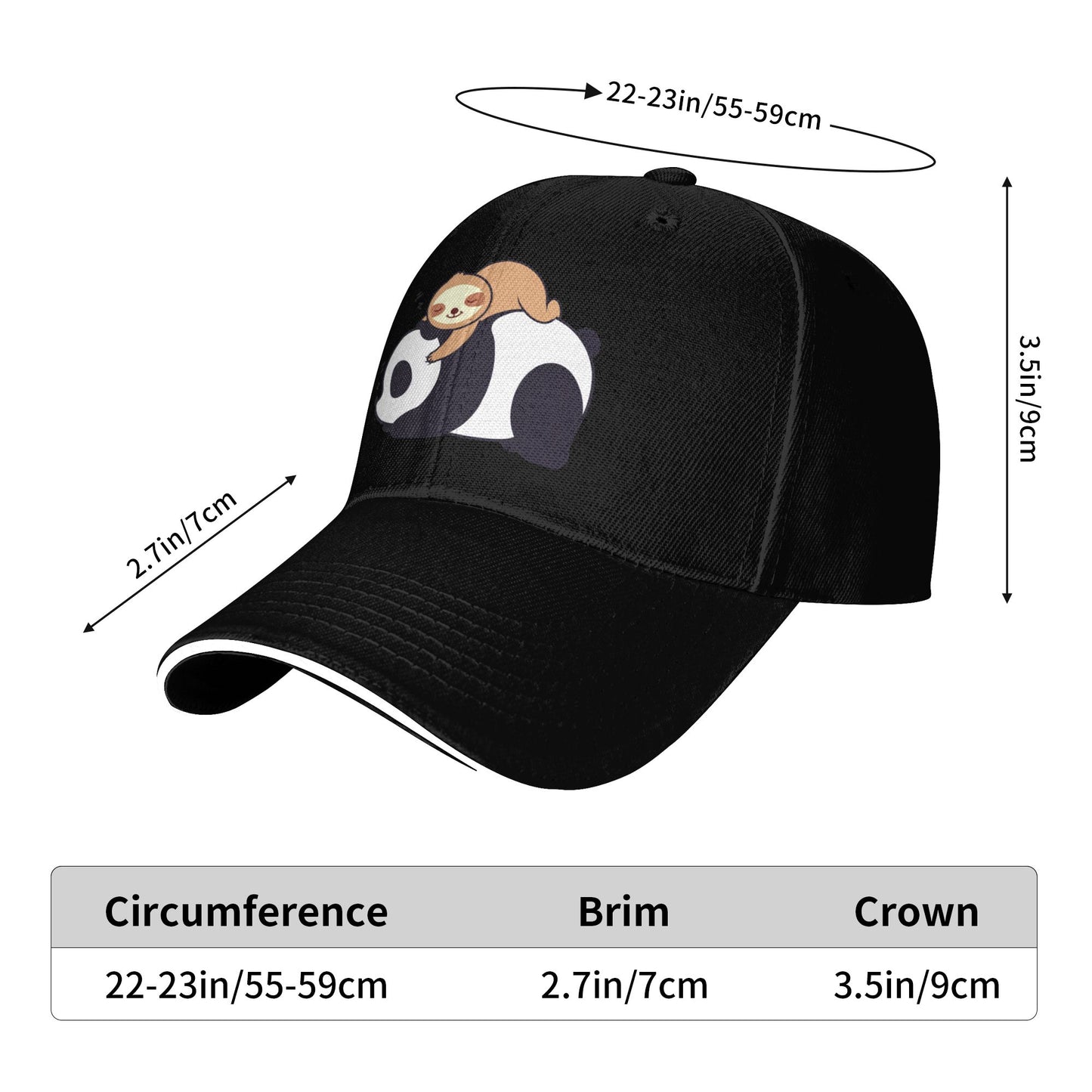 Panda And Sloth Baseball Caps For Men And Women