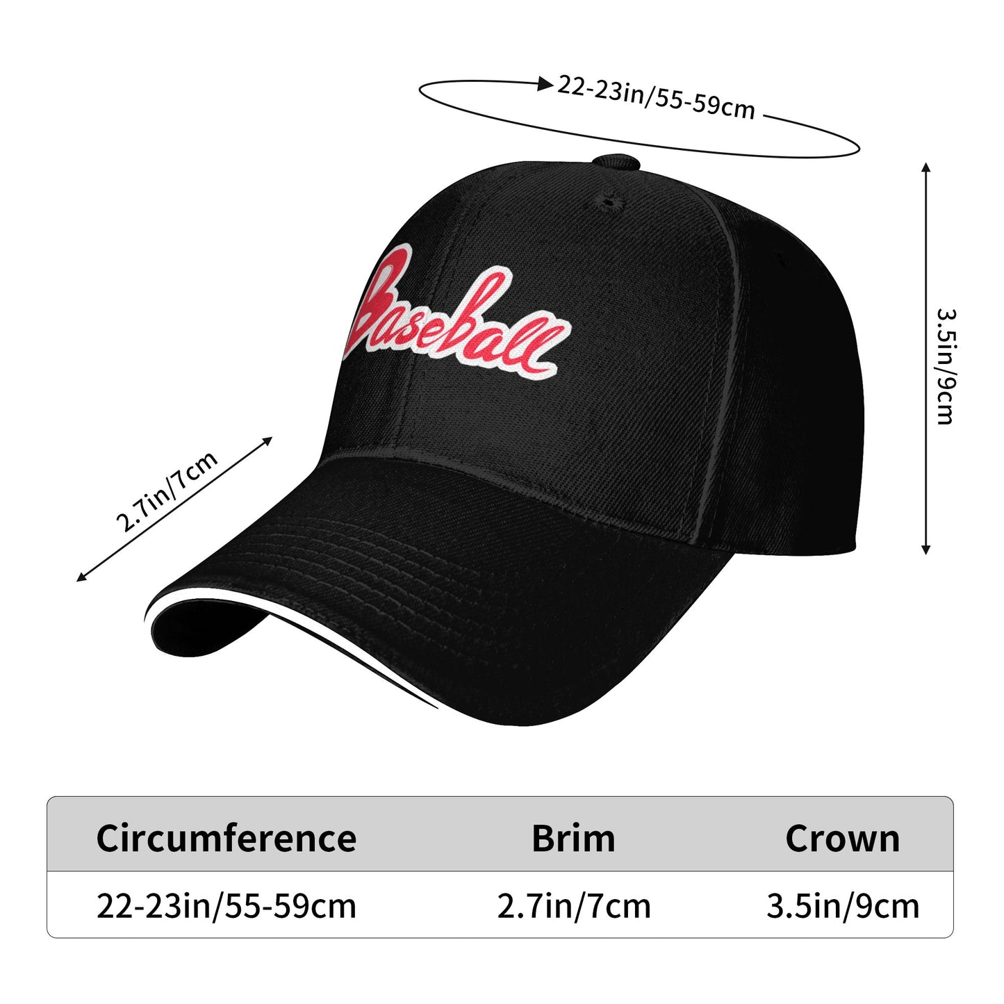 Baseball Word Design Baseball Caps For Men And Women