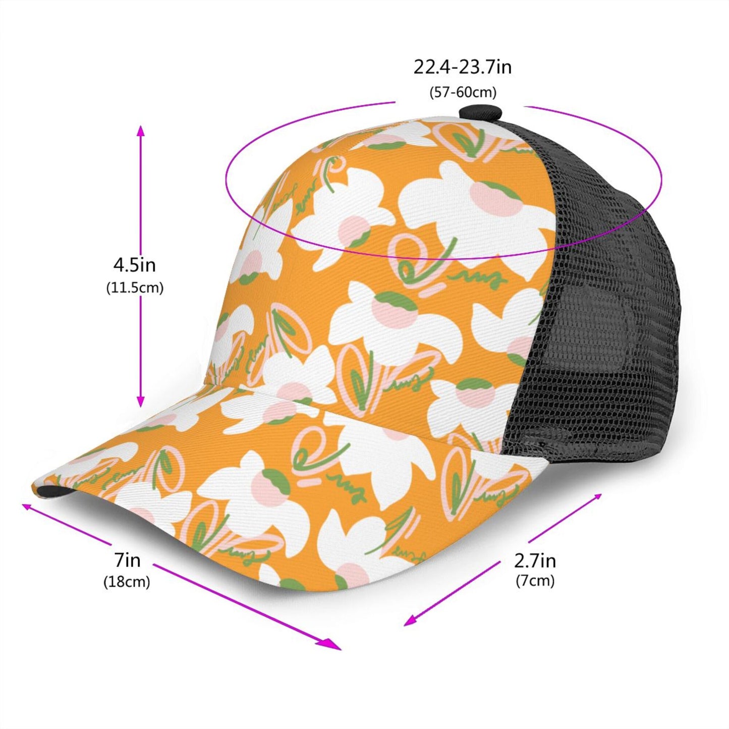 Flower Printed Baseball Hats For Men Or Women