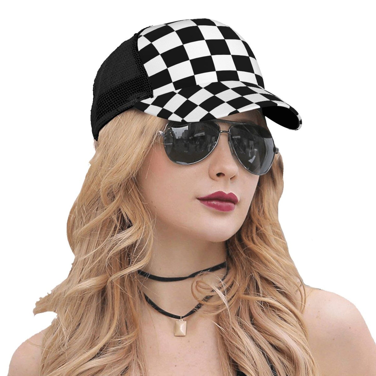Black And white Checkered Baseball Hats For Men Or Women