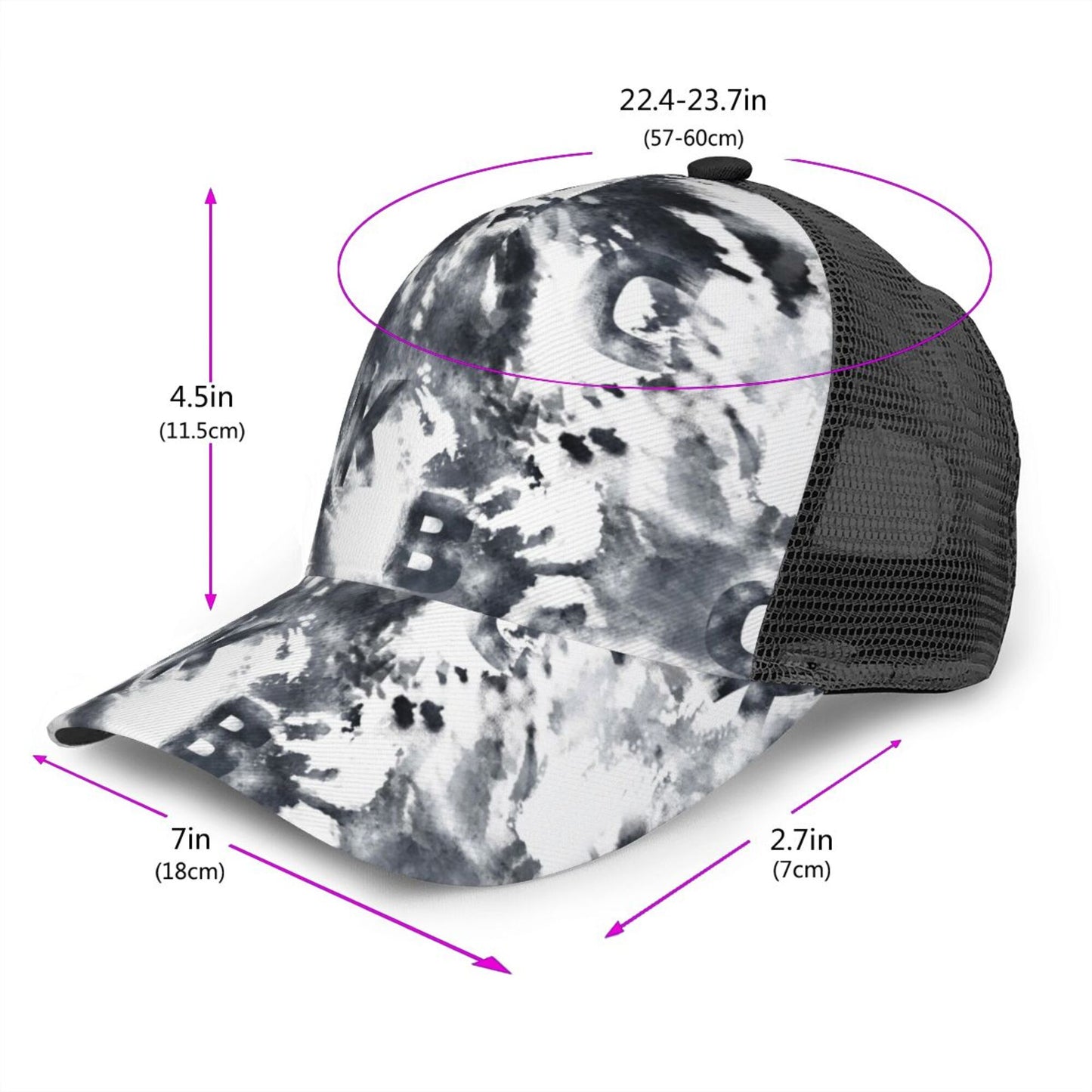 Chinese Ink Tie-Dye Baseball Hats For Men Or Women