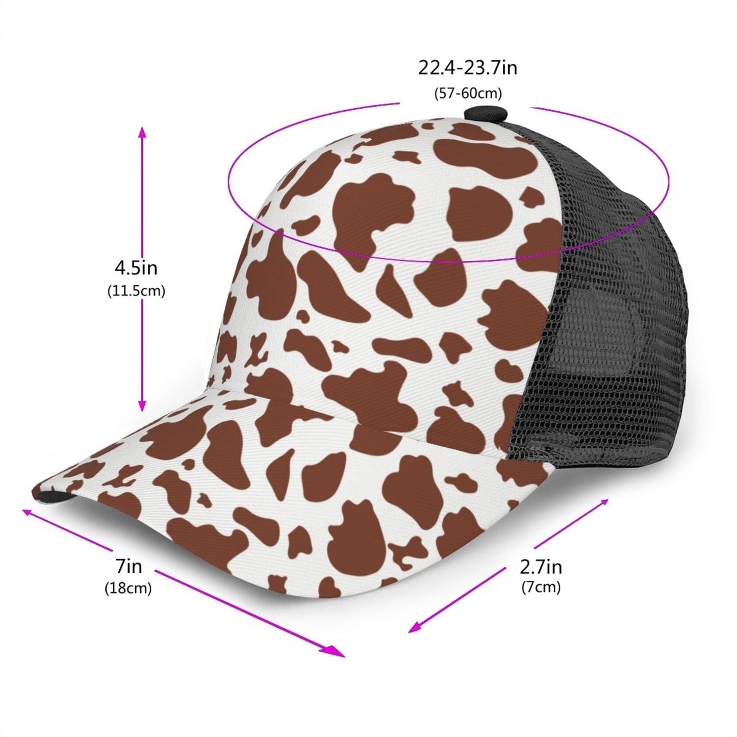 Cow Pattern Baseball Hats For Men Or Women