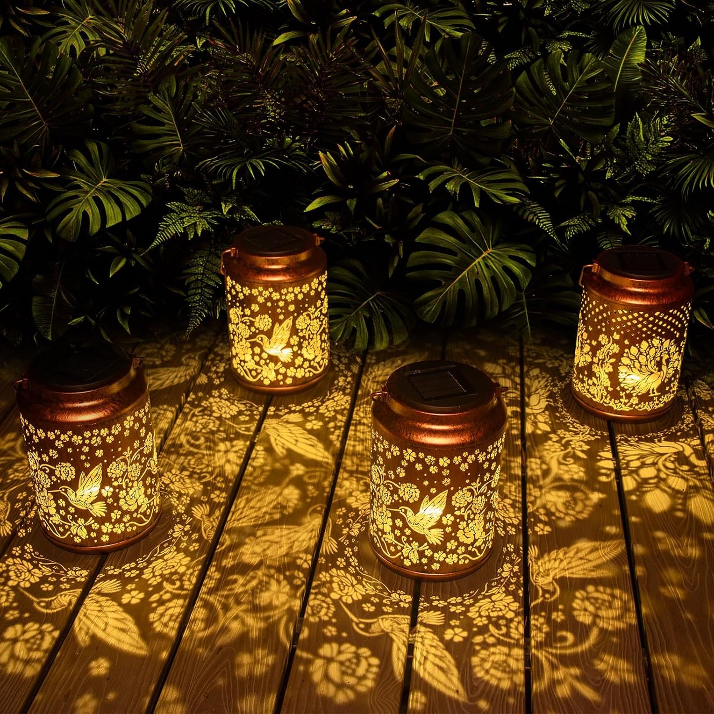 YISITEONE Solar Lanterns Outdoor Waterproof, Garden Decor Gift, Hummingbird | Metal Hanging Solar Lights, IP65 Waterproof, LED Decorative Lantern for Yard, Birthday Gifts for Women Mom Grandma Sister