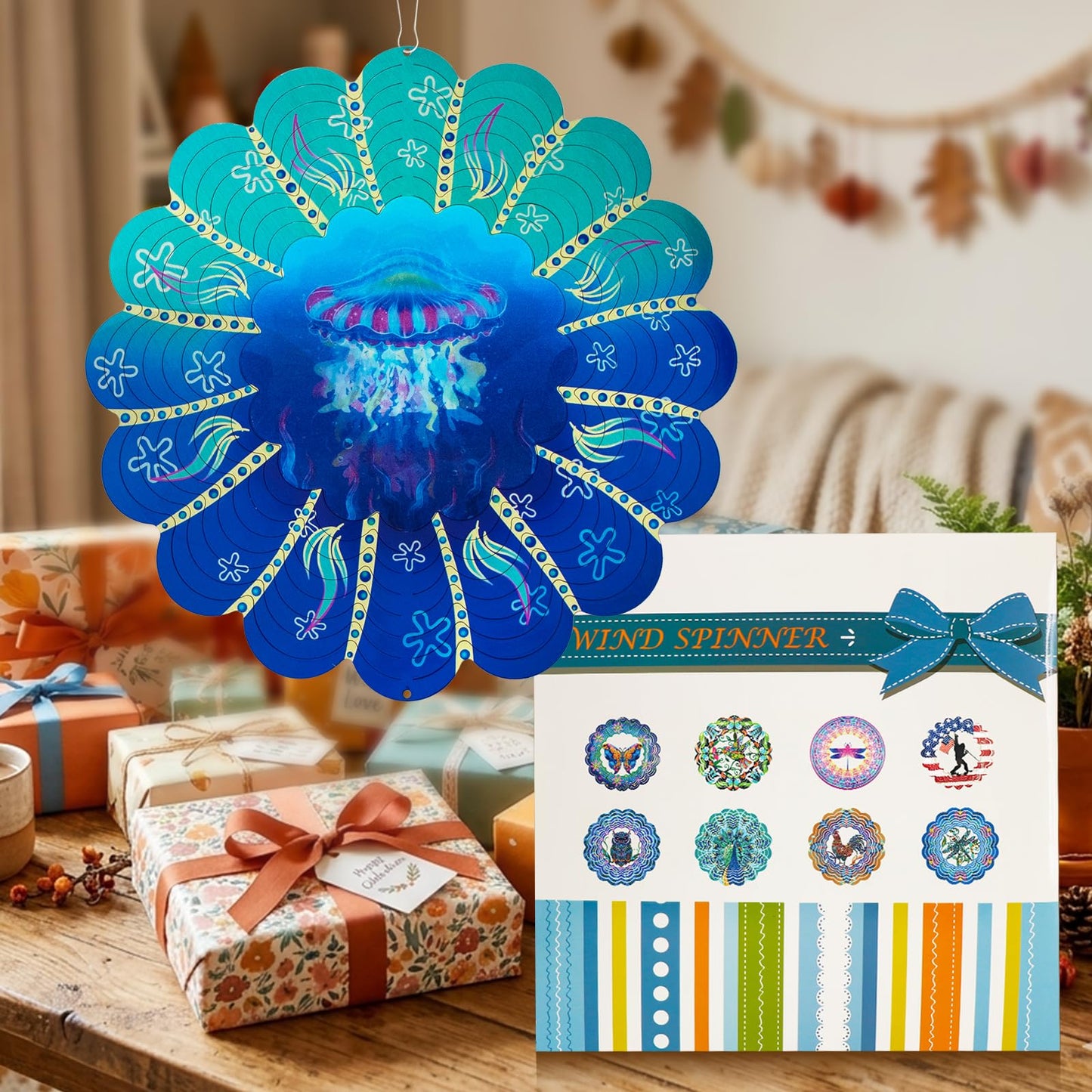 Butterfly Large Metal Wind Spinners - Butterfly Gifts for Women Mom Grandma Wife,15 inch Hanging Wind Spinner for Outdoor & Indoor Decorations,Wind Spinner for Christmas Ornament Gifts