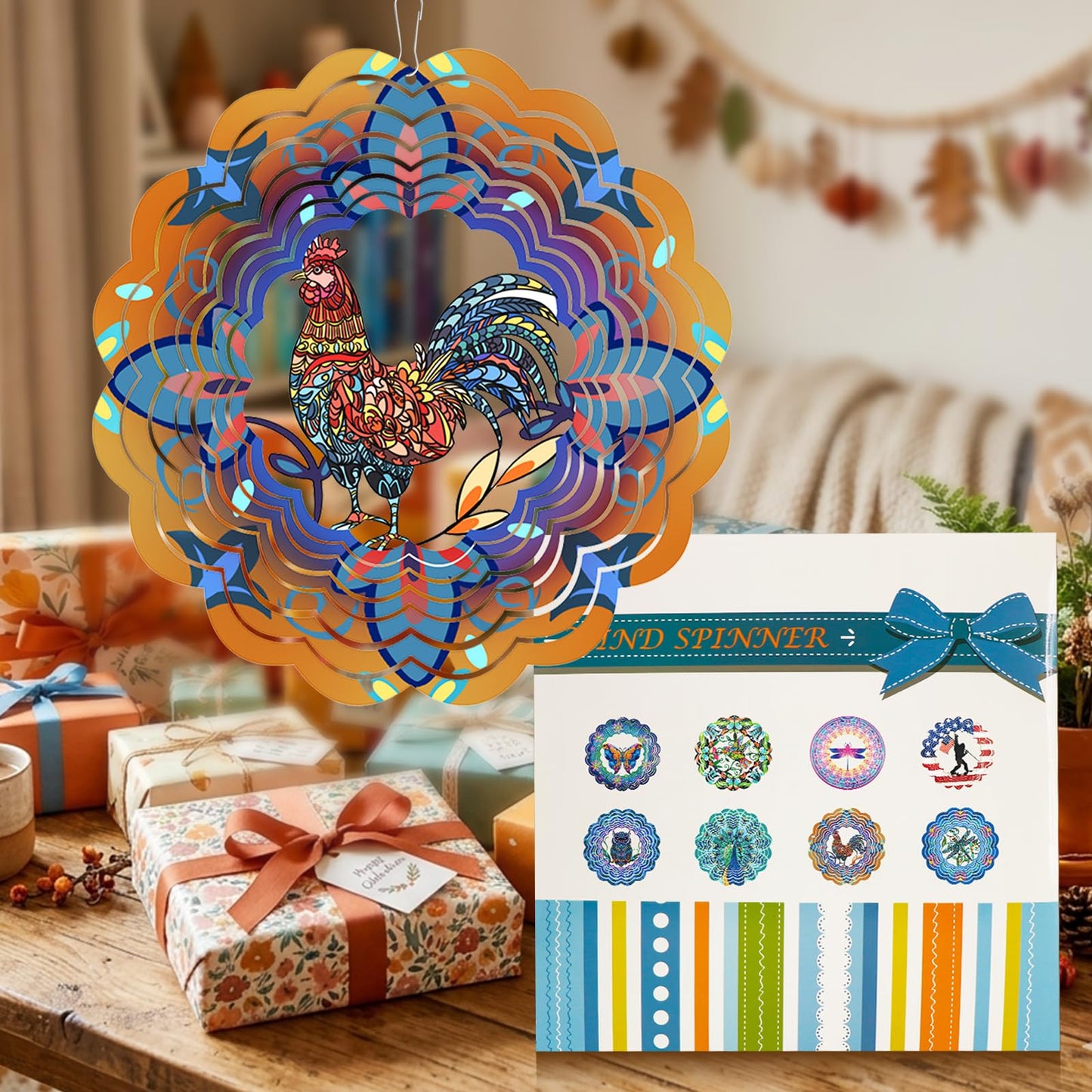 Butterfly Large Metal Wind Spinners - Butterfly Gifts for Women Mom Grandma Wife,15 inch Hanging Wind Spinner for Outdoor & Indoor Decorations,Wind Spinner for Christmas Ornament Gifts