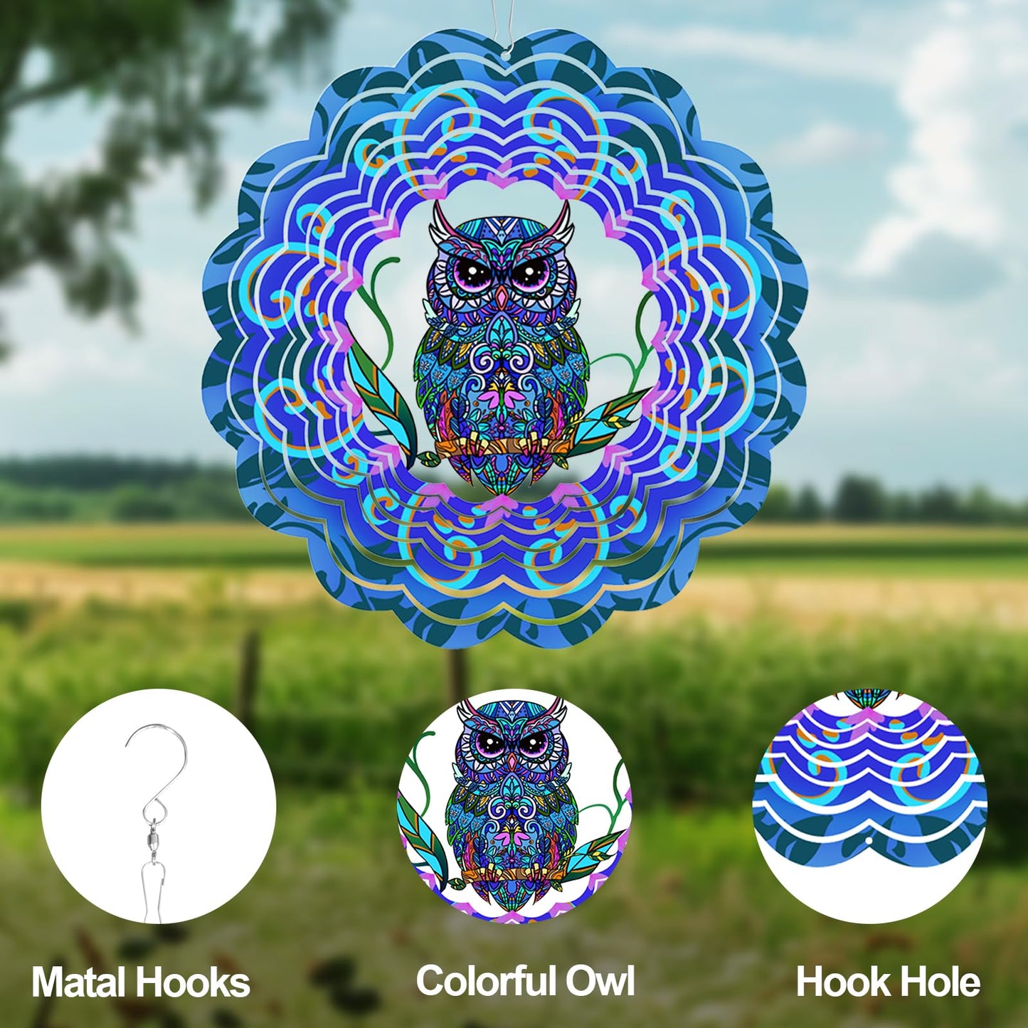 Butterfly Large Metal Wind Spinners - Butterfly Gifts for Women Mom Grandma Wife,15 inch Hanging Wind Spinner for Outdoor & Indoor Decorations,Wind Spinner for Christmas Ornament Gifts