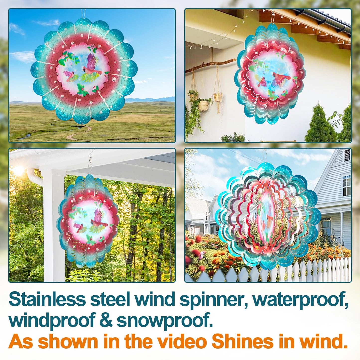 Butterfly Large Metal Wind Spinners - Butterfly Gifts for Women Mom Grandma Wife,15 inch Hanging Wind Spinner for Outdoor & Indoor Decorations,Wind Spinner for Christmas Ornament Gifts