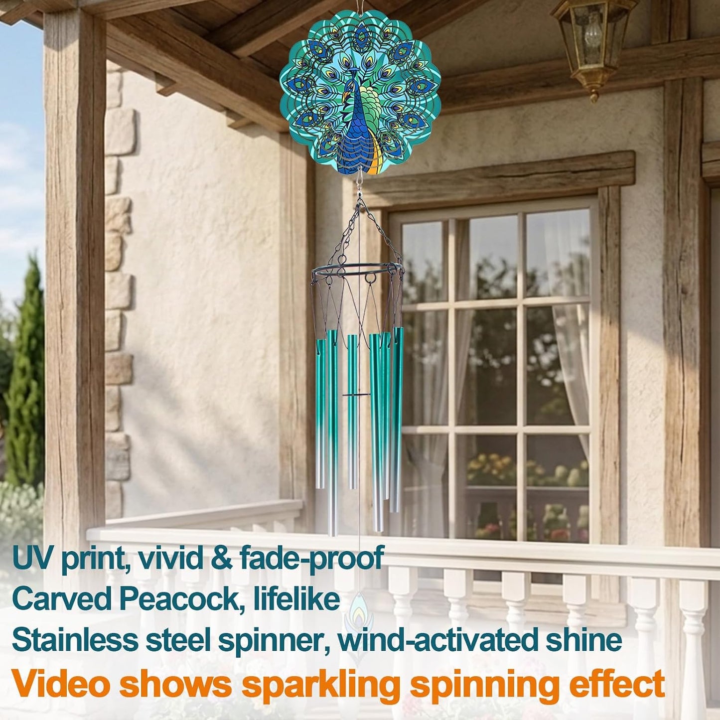 Wind Chimes with Rooster Wind Spinner, Chicken Gifts for Men, Women, Retirement, Teacher, Parents - Outdoor Hanging Decor Clearance for Garden, Patio, Backyard Or Porch