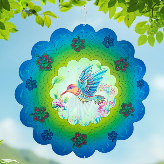 Hummingbird Metal Wind Spinners - Hummingbird Gifts for Women Mom Grandma Wife, Hanging Animations Wind Spinner for Outdoor & Indoor Decorations, 12 inch for Ornament Gifts