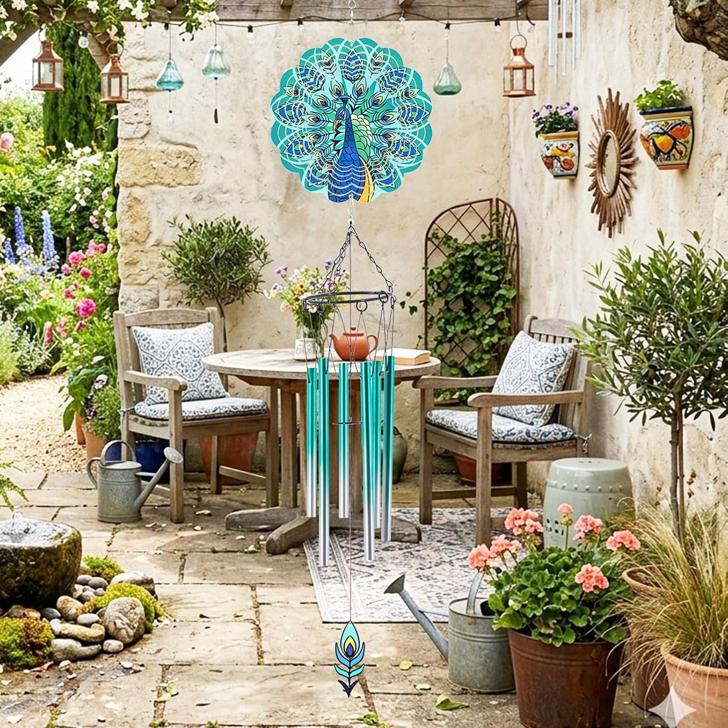 Wind Chimes with Rooster Wind Spinner, Chicken Gifts for Men, Women, Retirement, Teacher, Parents - Outdoor Hanging Decor Clearance for Garden, Patio, Backyard Or Porch