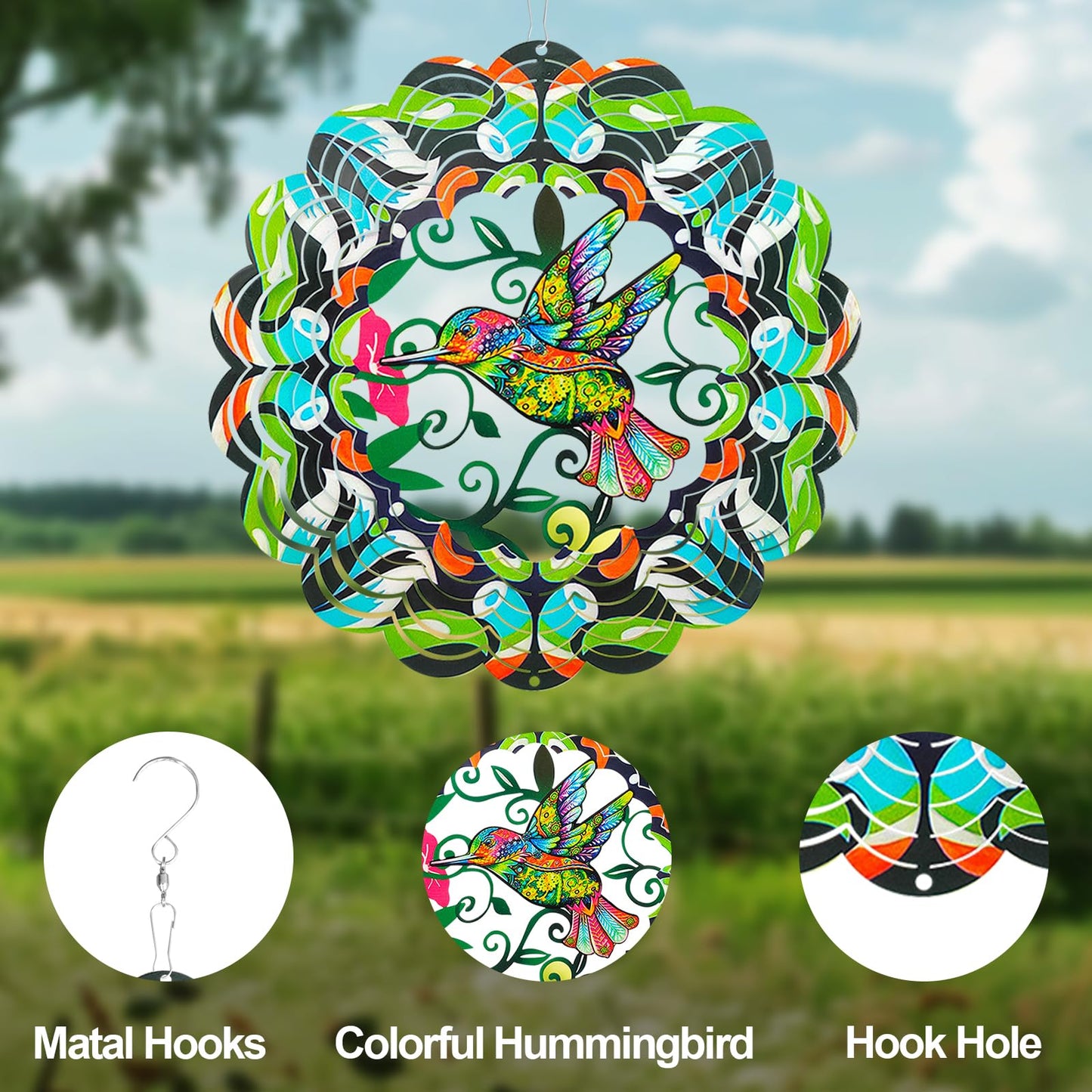 Butterfly Large Metal Wind Spinners - Butterfly Gifts for Women Mom Grandma Wife,15 inch Hanging Wind Spinner for Outdoor & Indoor Decorations,Wind Spinner for Christmas Ornament Gifts