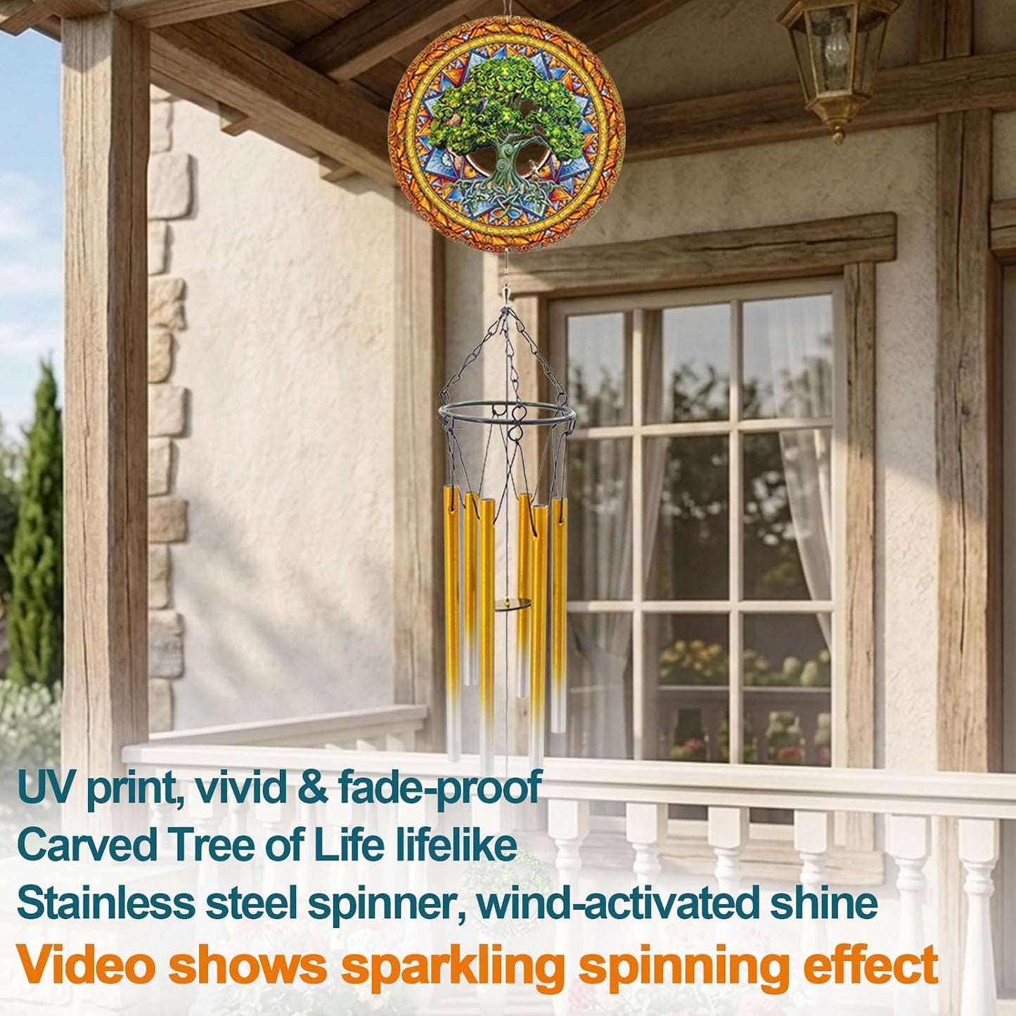 Wind Chimes with Rooster Wind Spinner, Chicken Gifts for Men, Women, Retirement, Teacher, Parents - Outdoor Hanging Decor Clearance for Garden, Patio, Backyard Or Porch