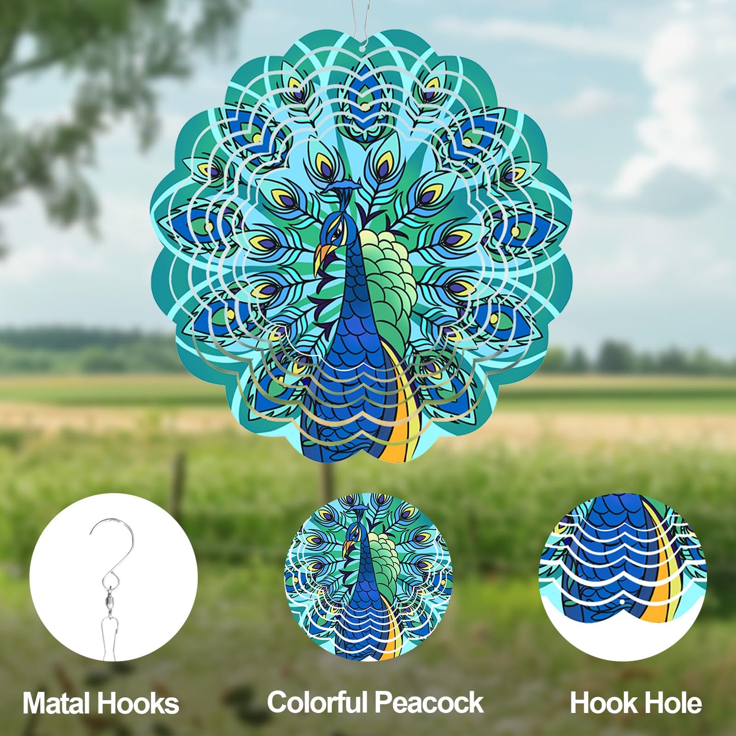 Butterfly Large Metal Wind Spinners - Butterfly Gifts for Women Mom Grandma Wife,15 inch Hanging Wind Spinner for Outdoor & Indoor Decorations,Wind Spinner for Christmas Ornament Gifts