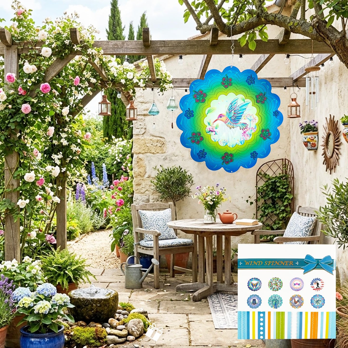 Butterfly Large Metal Wind Spinners - Butterfly Gifts for Women Mom Grandma Wife,15 inch Hanging Wind Spinner for Outdoor & Indoor Decorations,Wind Spinner for Christmas Ornament Gifts