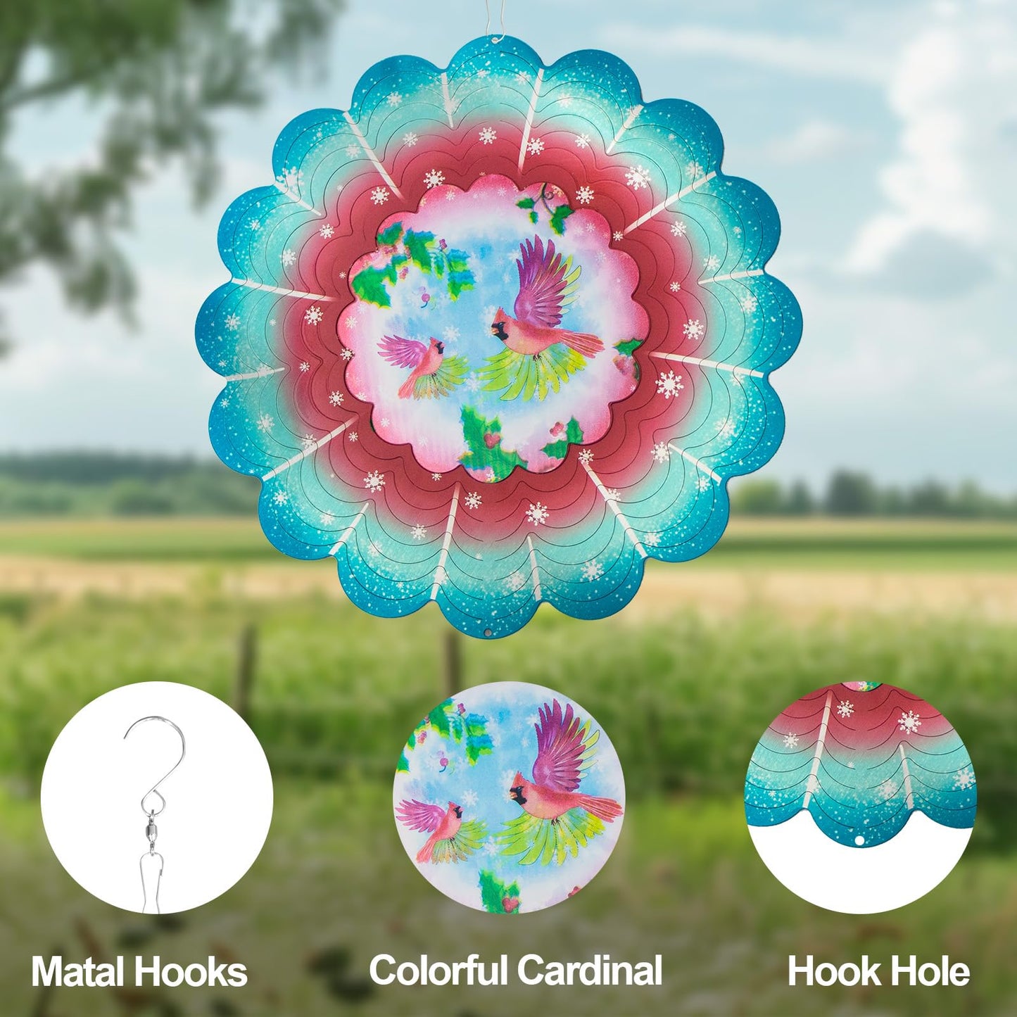 Butterfly Large Metal Wind Spinners - Butterfly Gifts for Women Mom Grandma Wife,15 inch Hanging Wind Spinner for Outdoor & Indoor Decorations,Wind Spinner for Christmas Ornament Gifts