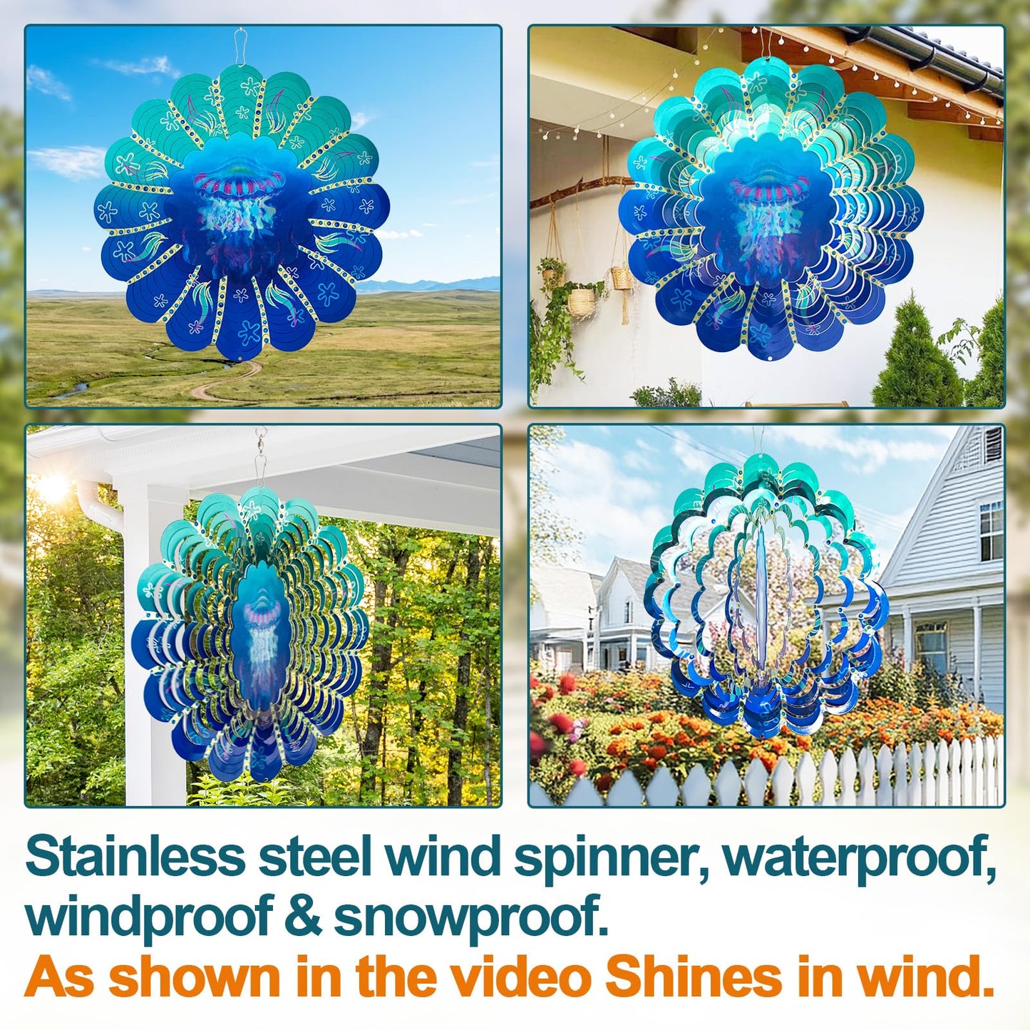 Butterfly Large Metal Wind Spinners - Butterfly Gifts for Women Mom Grandma Wife,15 inch Hanging Wind Spinner for Outdoor & Indoor Decorations,Wind Spinner for Christmas Ornament Gifts