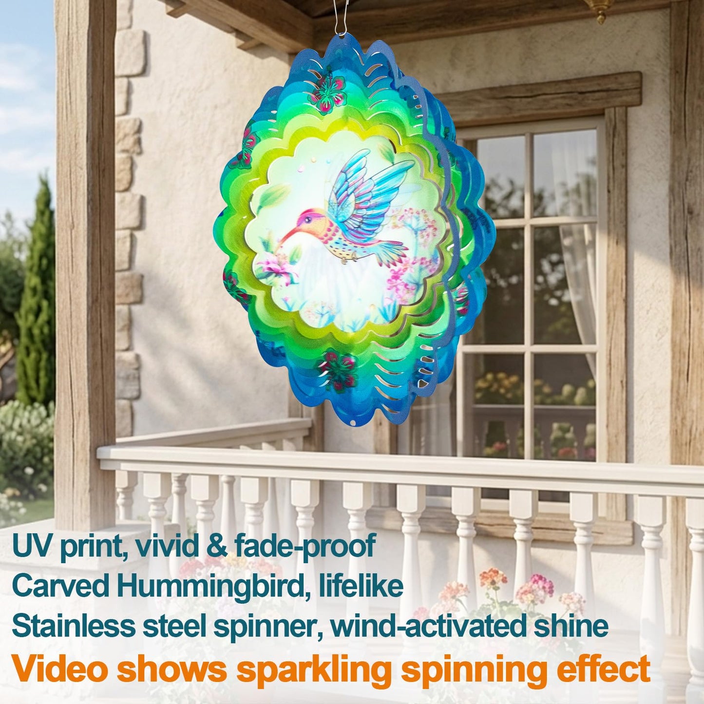 Butterfly Large Metal Wind Spinners - Butterfly Gifts for Women Mom Grandma Wife,15 inch Hanging Wind Spinner for Outdoor & Indoor Decorations,Wind Spinner for Christmas Ornament Gifts