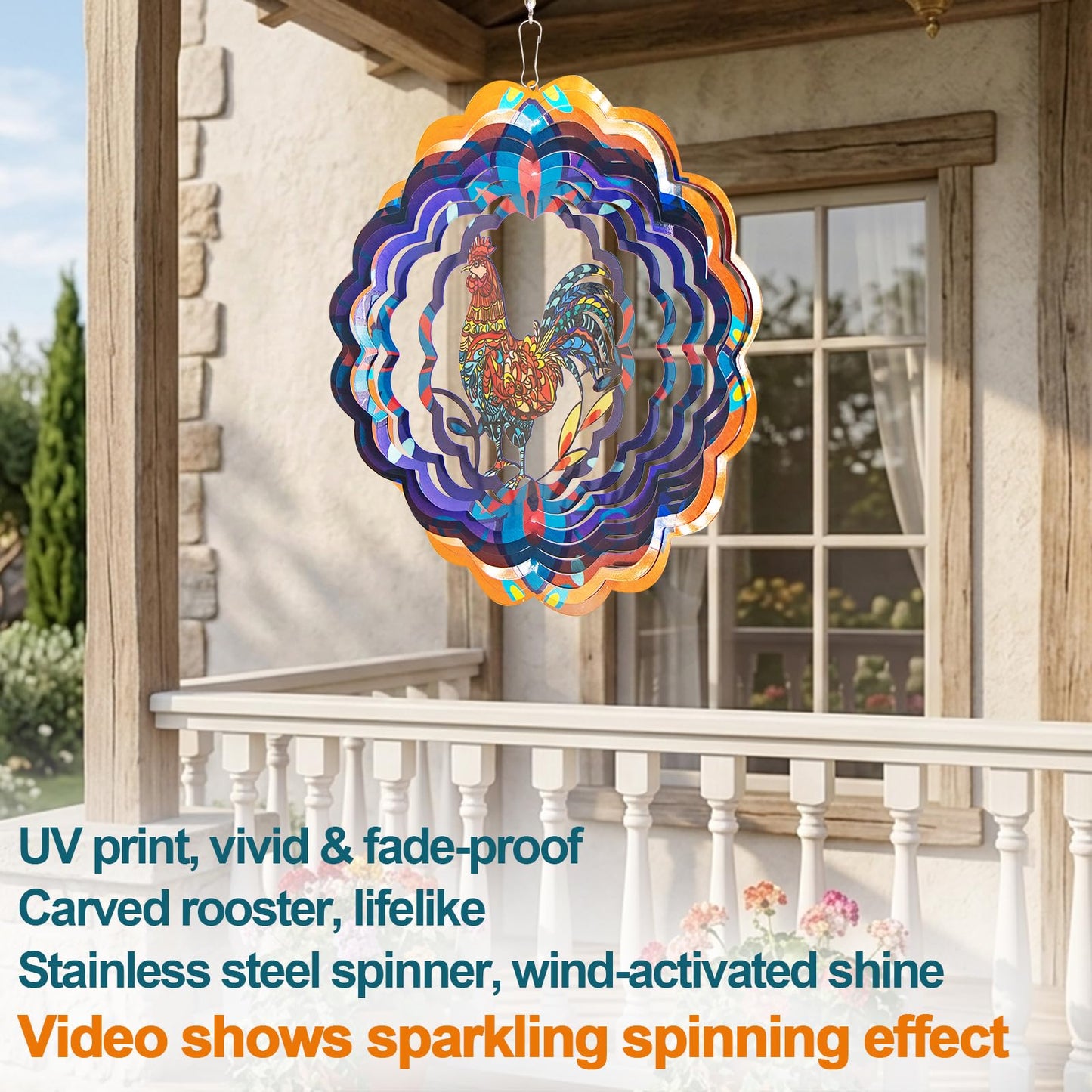 Butterfly Large Metal Wind Spinners - Butterfly Gifts for Women Mom Grandma Wife,15 inch Hanging Wind Spinner for Outdoor & Indoor Decorations,Wind Spinner for Christmas Ornament Gifts