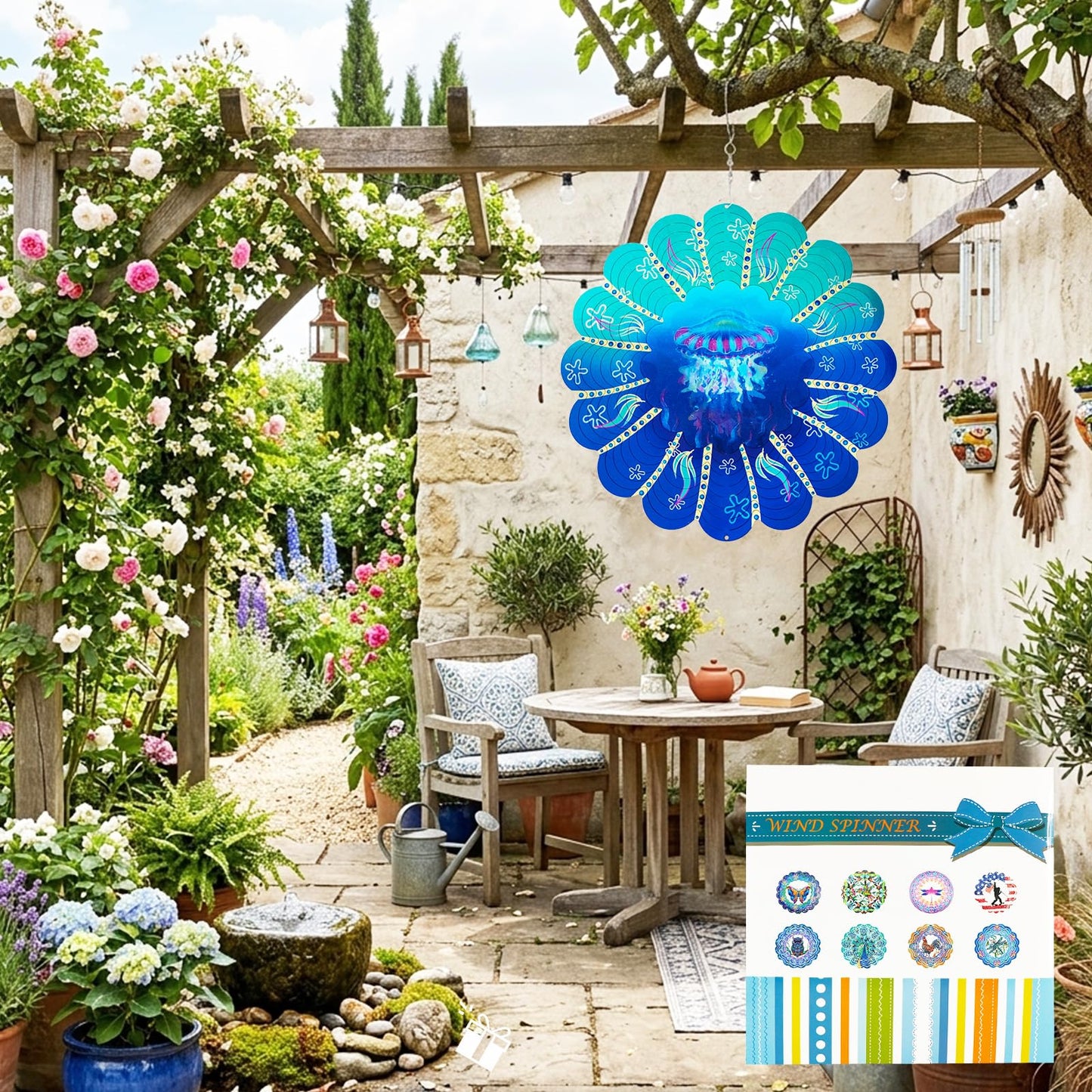 Butterfly Large Metal Wind Spinners - Butterfly Gifts for Women Mom Grandma Wife,15 inch Hanging Wind Spinner for Outdoor & Indoor Decorations,Wind Spinner for Christmas Ornament Gifts