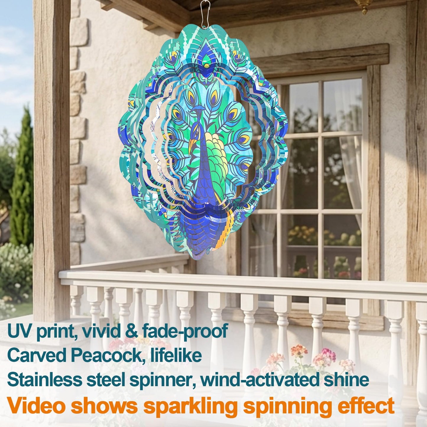 Butterfly Large Metal Wind Spinners - Butterfly Gifts for Women Mom Grandma Wife,15 inch Hanging Wind Spinner for Outdoor & Indoor Decorations,Wind Spinner for Christmas Ornament Gifts