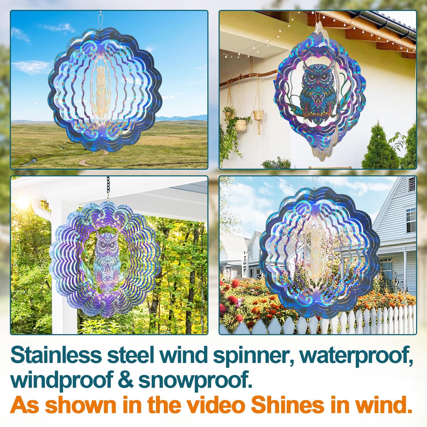 Butterfly Large Metal Wind Spinners - Butterfly Gifts for Women Mom Grandma Wife,15 inch Hanging Wind Spinner for Outdoor & Indoor Decorations,Wind Spinner for Christmas Ornament Gifts
