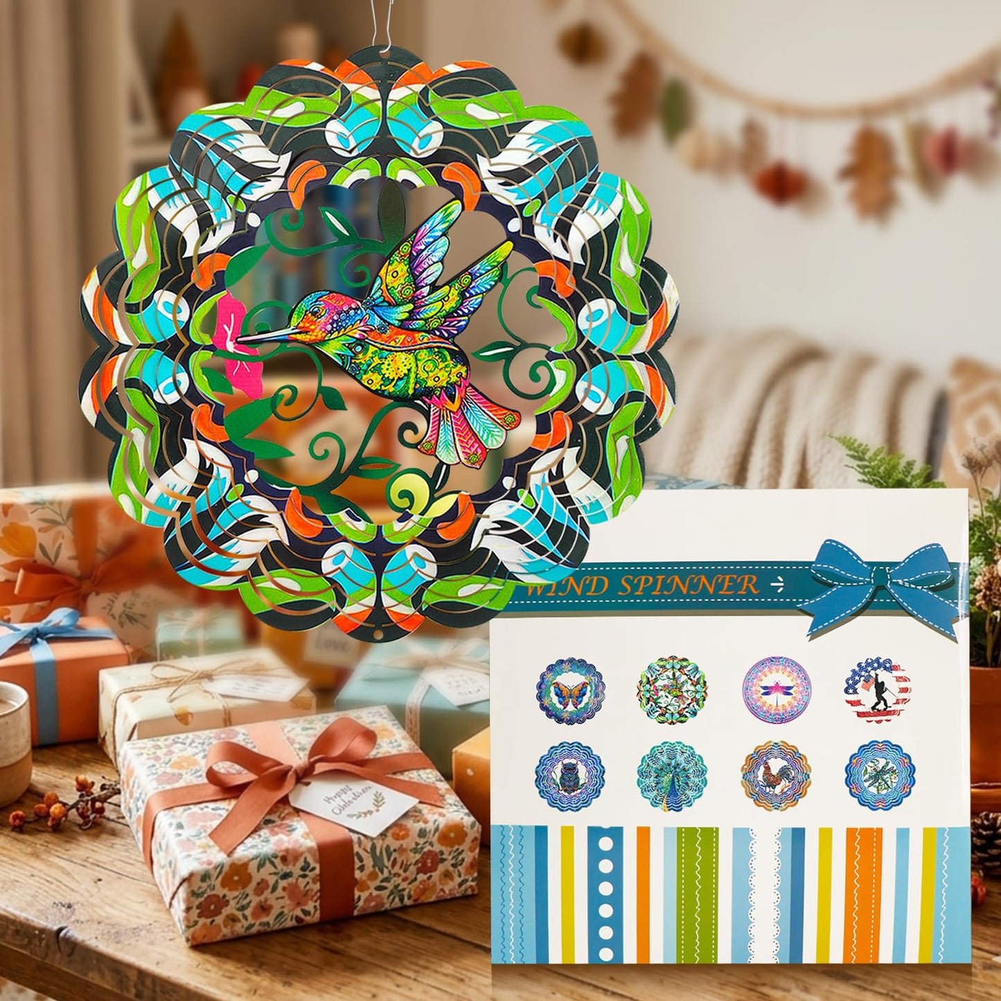 Butterfly Large Metal Wind Spinners - Butterfly Gifts for Women Mom Grandma Wife,15 inch Hanging Wind Spinner for Outdoor & Indoor Decorations,Wind Spinner for Christmas Ornament Gifts