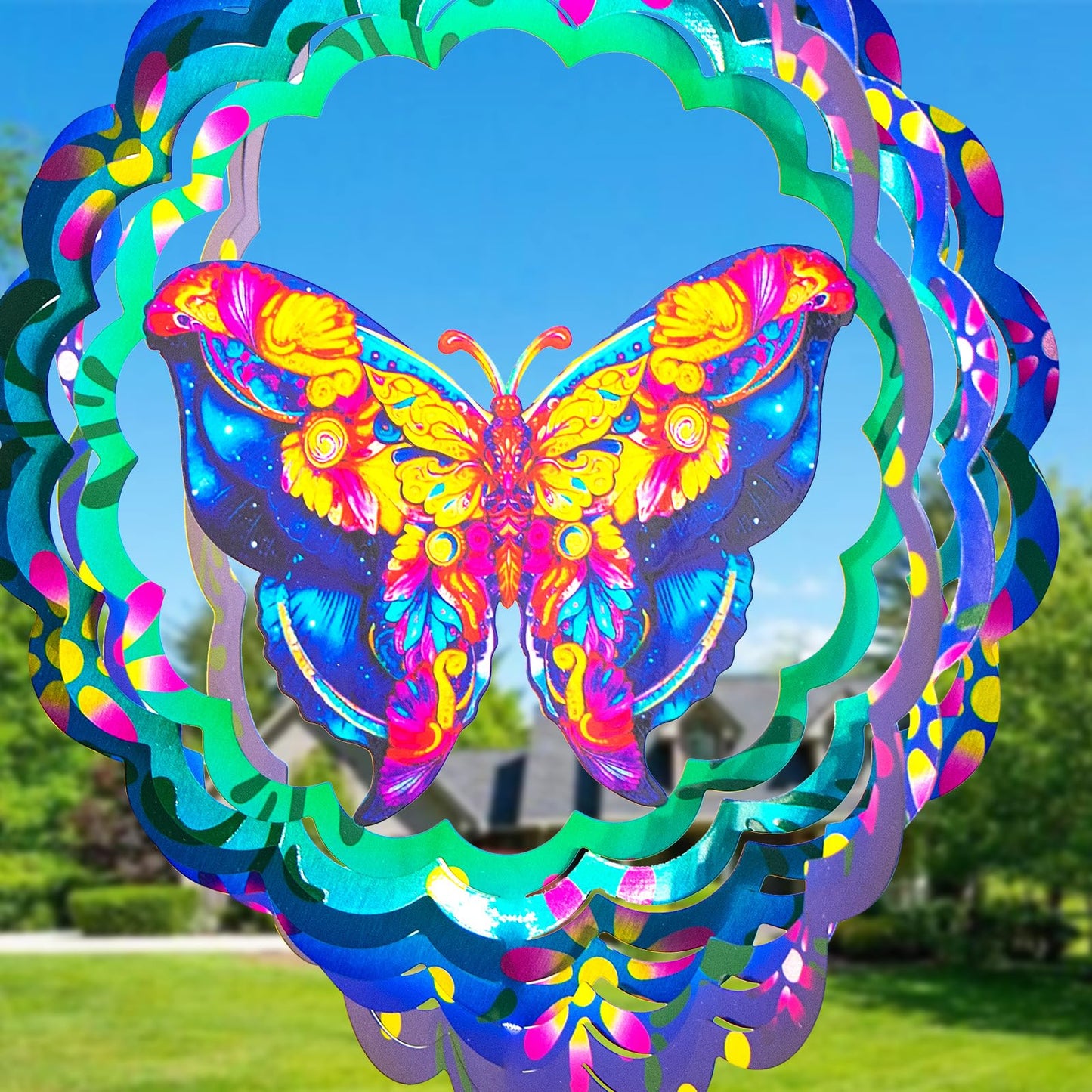 Butterfly Large Metal Wind Spinners - Butterfly Gifts for Women Mom Grandma Wife,15 inch Hanging Wind Spinner for Outdoor & Indoor Decorations,Wind Spinner for Christmas Ornament Gifts