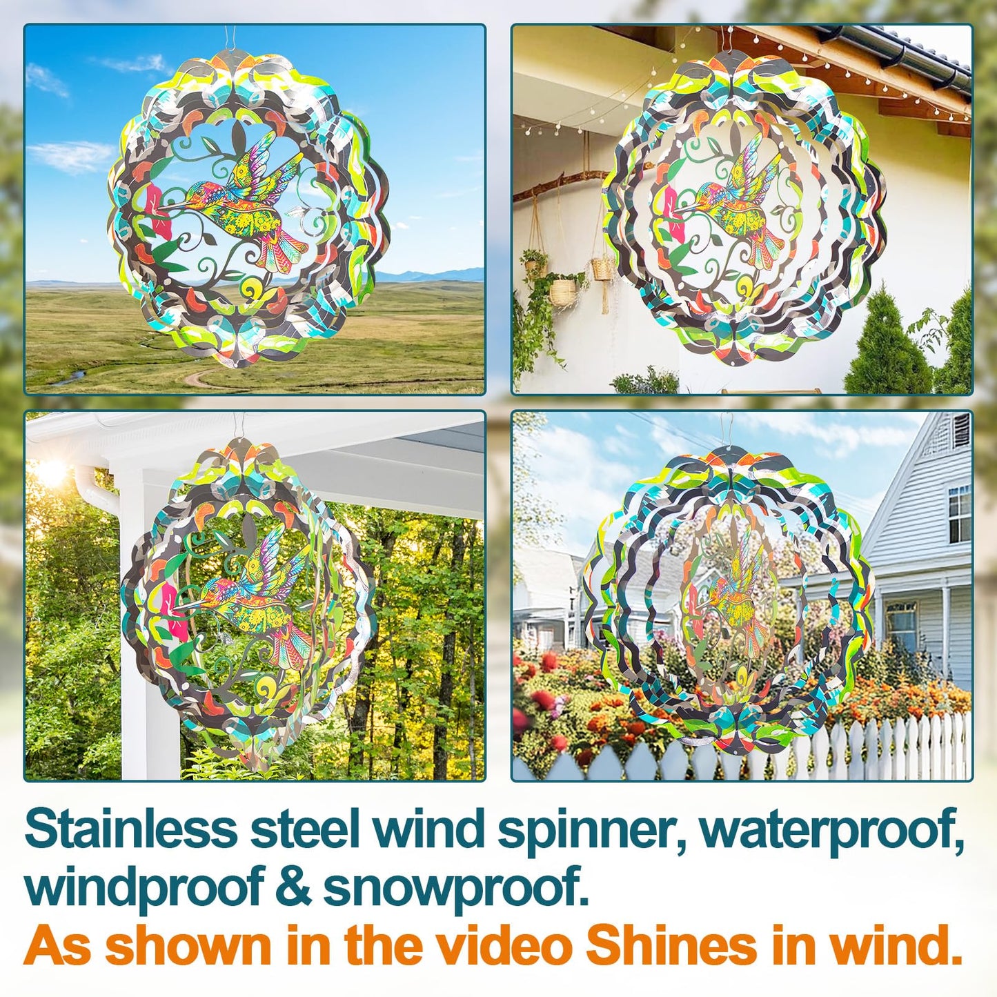 Butterfly Large Metal Wind Spinners - Butterfly Gifts for Women Mom Grandma Wife,15 inch Hanging Wind Spinner for Outdoor & Indoor Decorations,Wind Spinner for Christmas Ornament Gifts