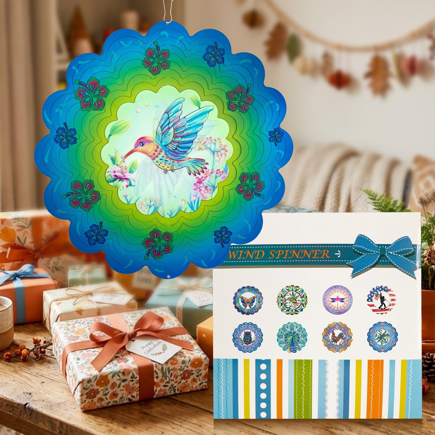 Butterfly Large Metal Wind Spinners - Butterfly Gifts for Women Mom Grandma Wife,15 inch Hanging Wind Spinner for Outdoor & Indoor Decorations,Wind Spinner for Christmas Ornament Gifts