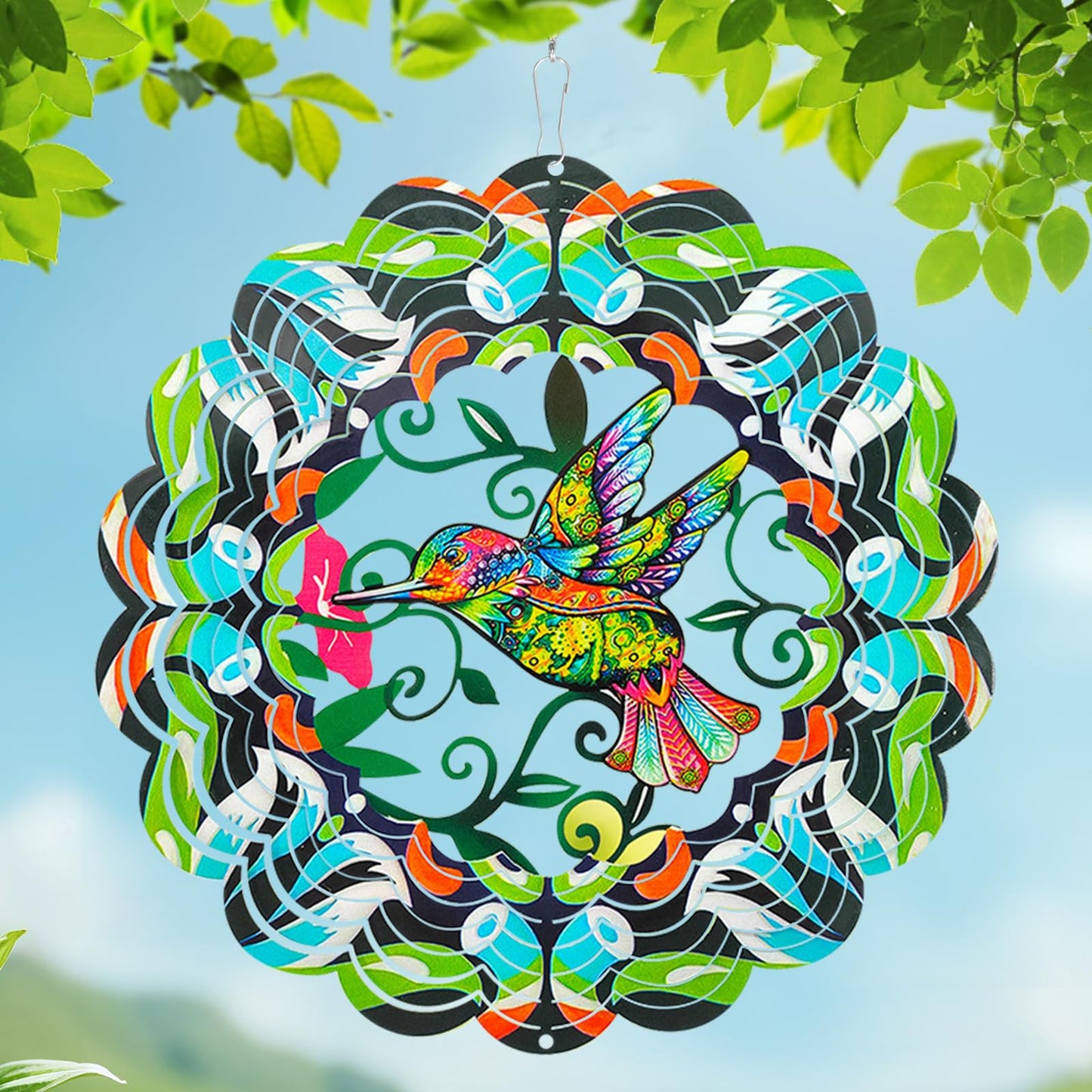 Butterfly Large Metal Wind Spinners - Butterfly Gifts for Women Mom Grandma Wife,15 inch Hanging Wind Spinner for Outdoor & Indoor Decorations,Wind Spinner for Christmas Ornament Gifts