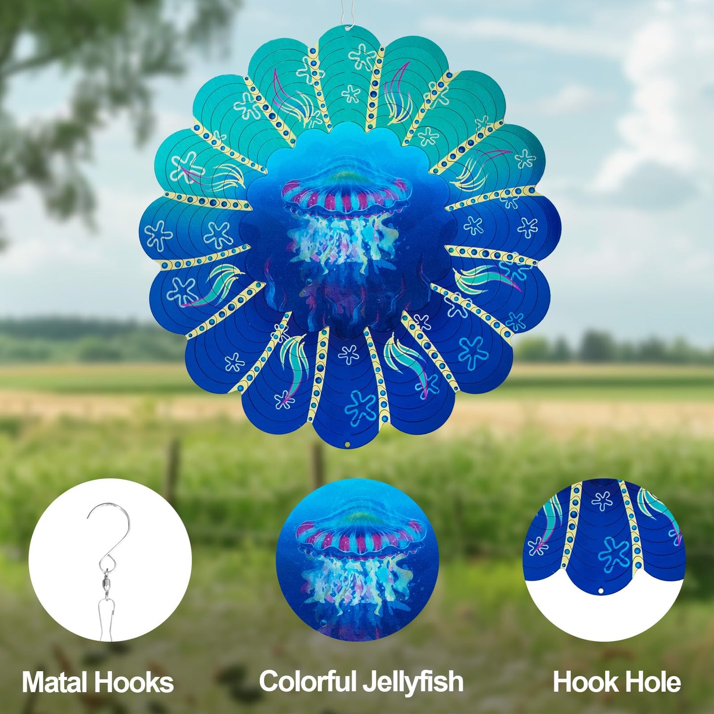Butterfly Large Metal Wind Spinners - Butterfly Gifts for Women Mom Grandma Wife,15 inch Hanging Wind Spinner for Outdoor & Indoor Decorations,Wind Spinner for Christmas Ornament Gifts