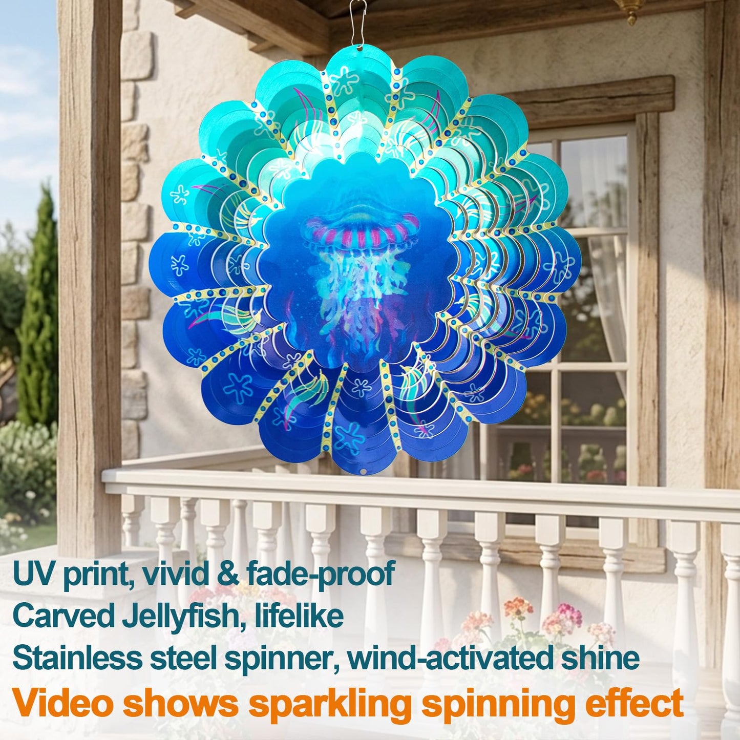 Butterfly Large Metal Wind Spinners - Butterfly Gifts for Women Mom Grandma Wife,15 inch Hanging Wind Spinner for Outdoor & Indoor Decorations,Wind Spinner for Christmas Ornament Gifts