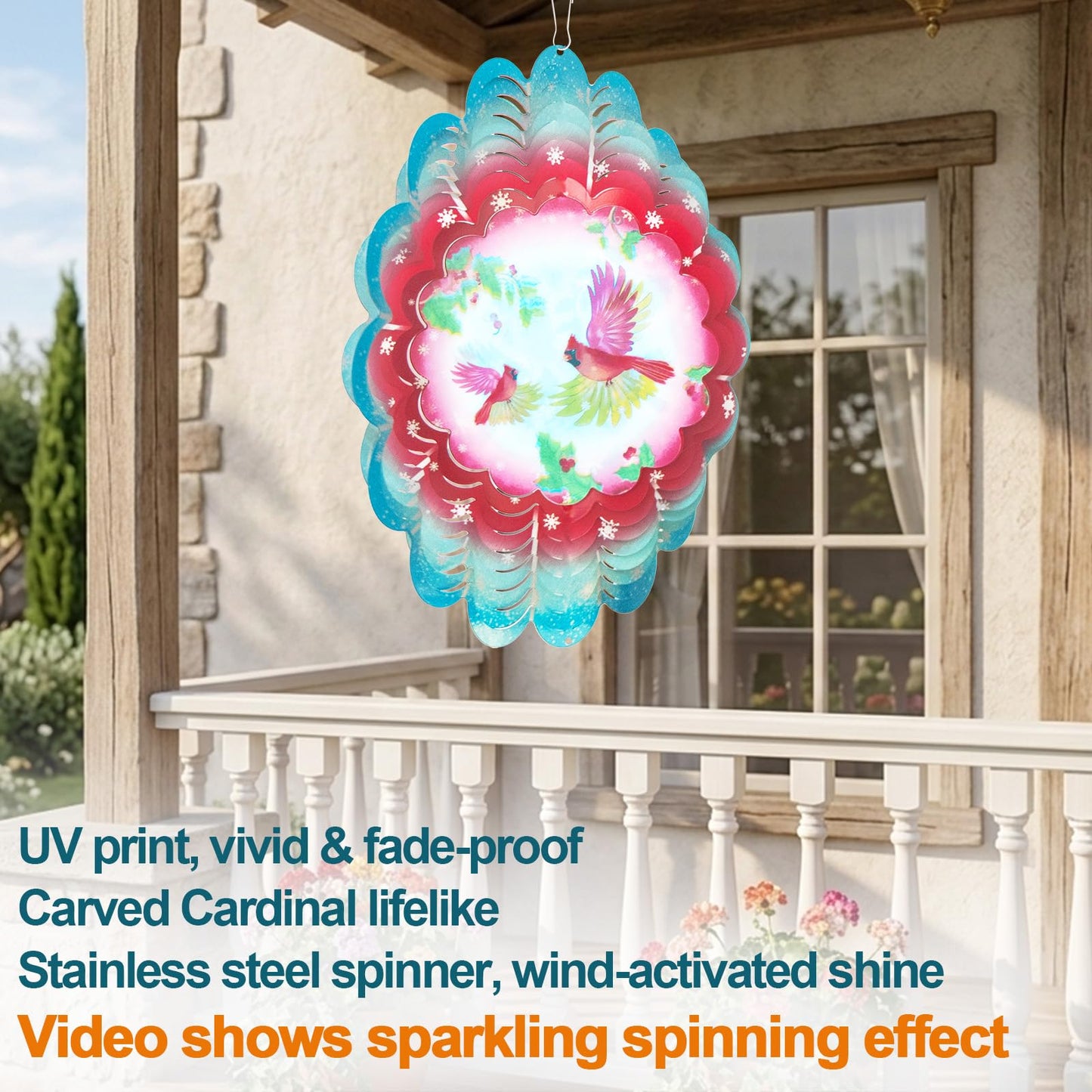 Butterfly Large Metal Wind Spinners - Butterfly Gifts for Women Mom Grandma Wife,15 inch Hanging Wind Spinner for Outdoor & Indoor Decorations,Wind Spinner for Christmas Ornament Gifts