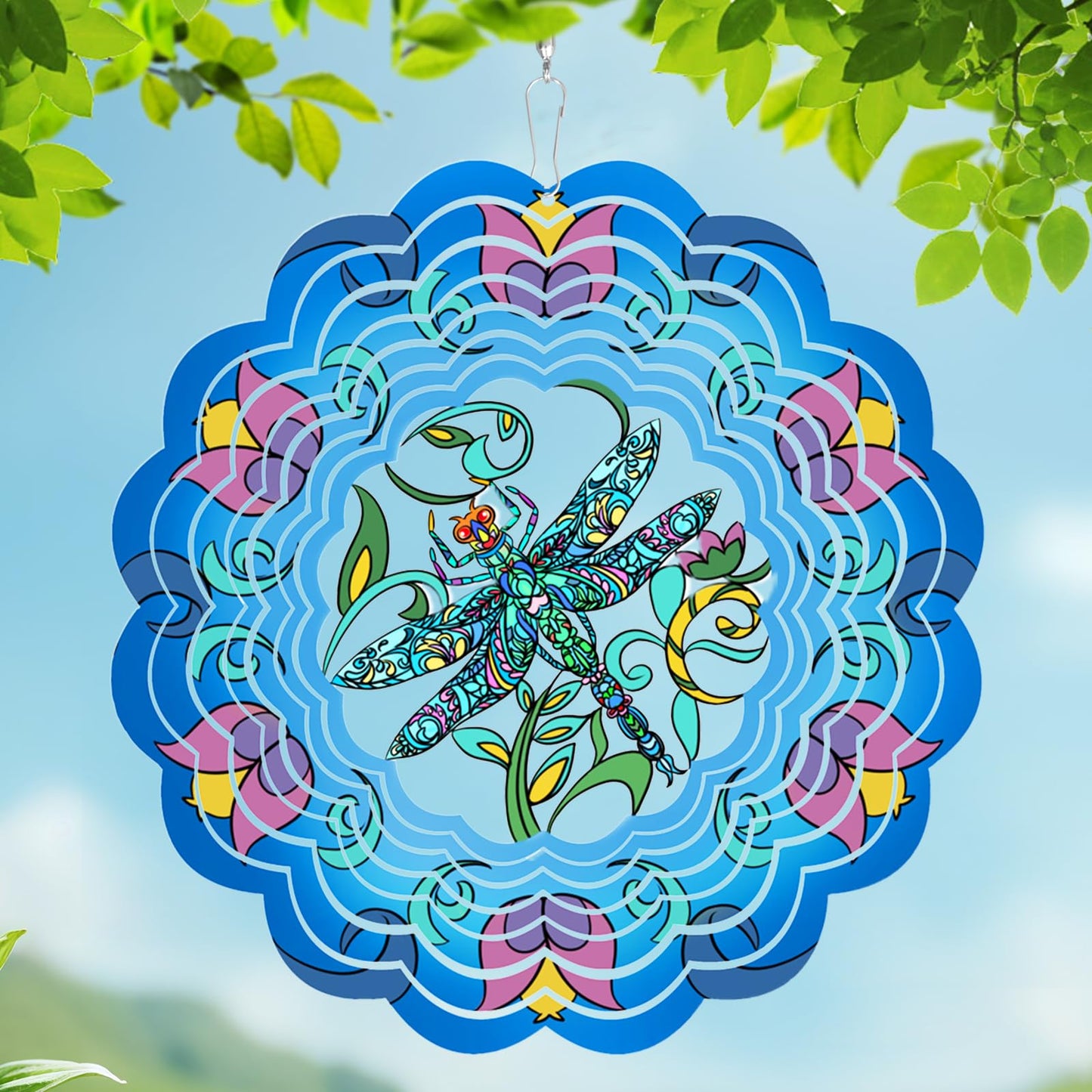 Butterfly Large Metal Wind Spinners - Butterfly Gifts for Women Mom Grandma Wife,15 inch Hanging Wind Spinner for Outdoor & Indoor Decorations,Wind Spinner for Christmas Ornament Gifts