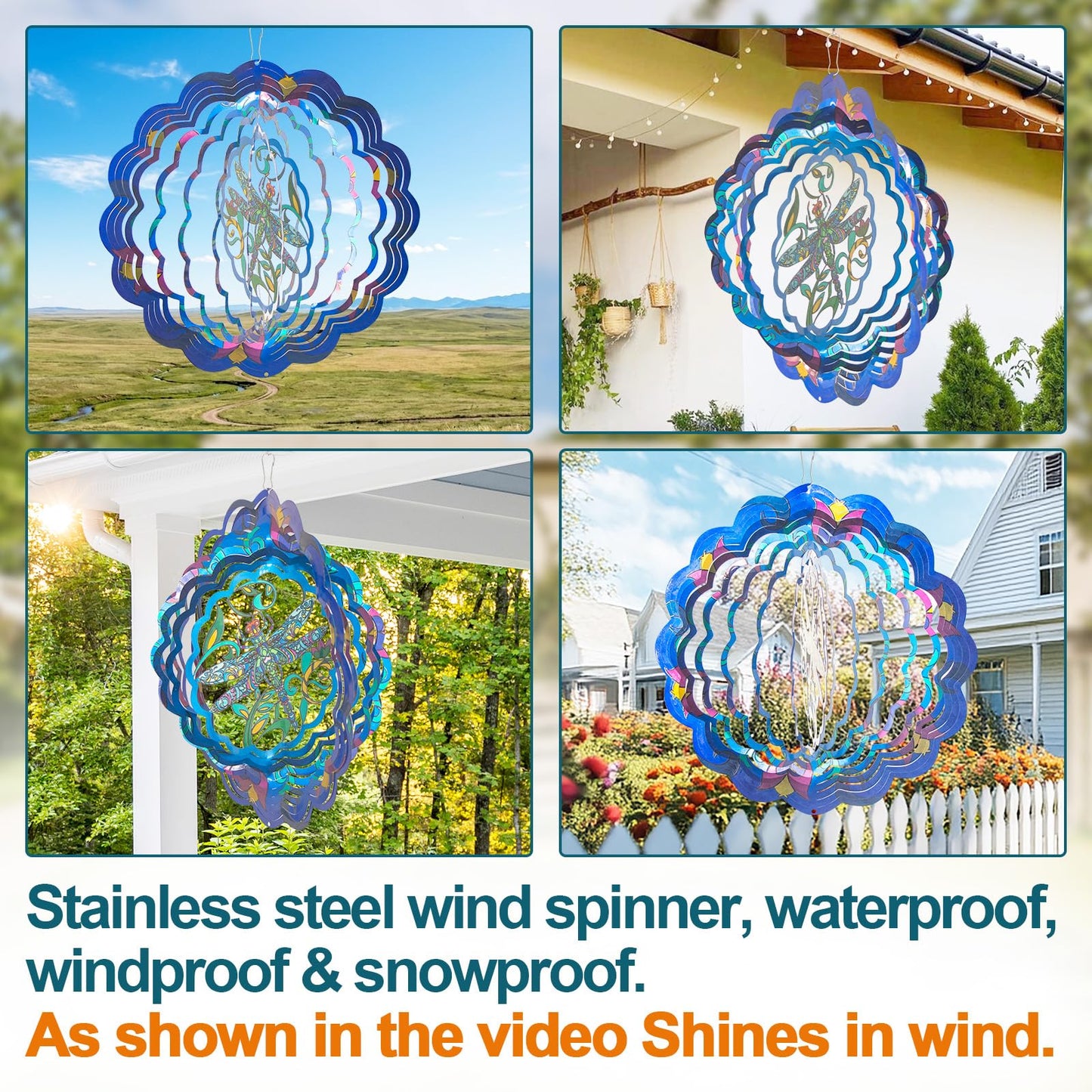Butterfly Large Metal Wind Spinners - Butterfly Gifts for Women Mom Grandma Wife,15 inch Hanging Wind Spinner for Outdoor & Indoor Decorations,Wind Spinner for Christmas Ornament Gifts