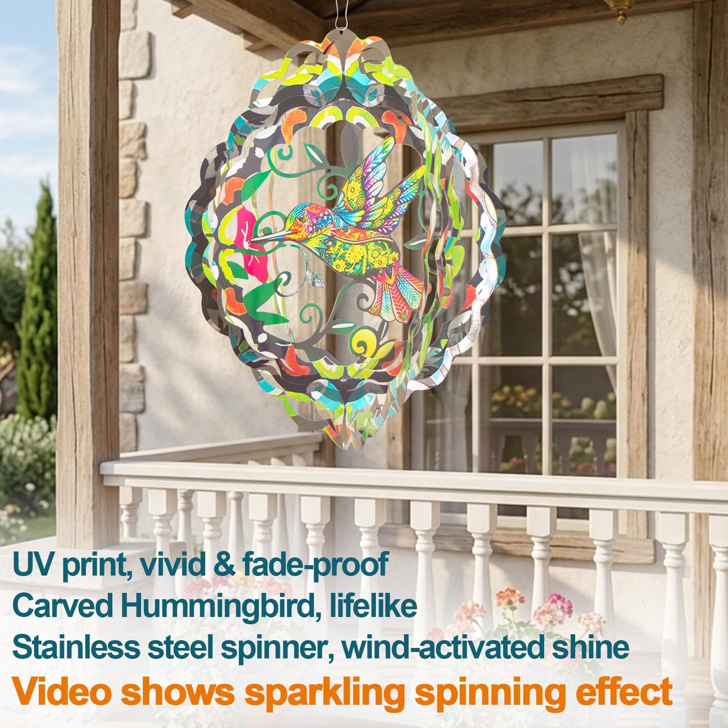 Butterfly Large Metal Wind Spinners - Butterfly Gifts for Women Mom Grandma Wife,15 inch Hanging Wind Spinner for Outdoor & Indoor Decorations,Wind Spinner for Christmas Ornament Gifts