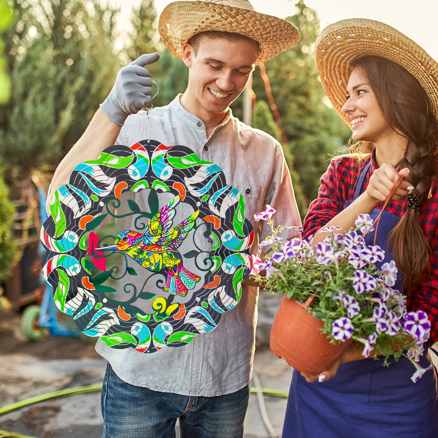 Butterfly Large Metal Wind Spinners - Butterfly Gifts for Women Mom Grandma Wife,15 inch Hanging Wind Spinner for Outdoor & Indoor Decorations,Wind Spinner for Christmas Ornament Gifts