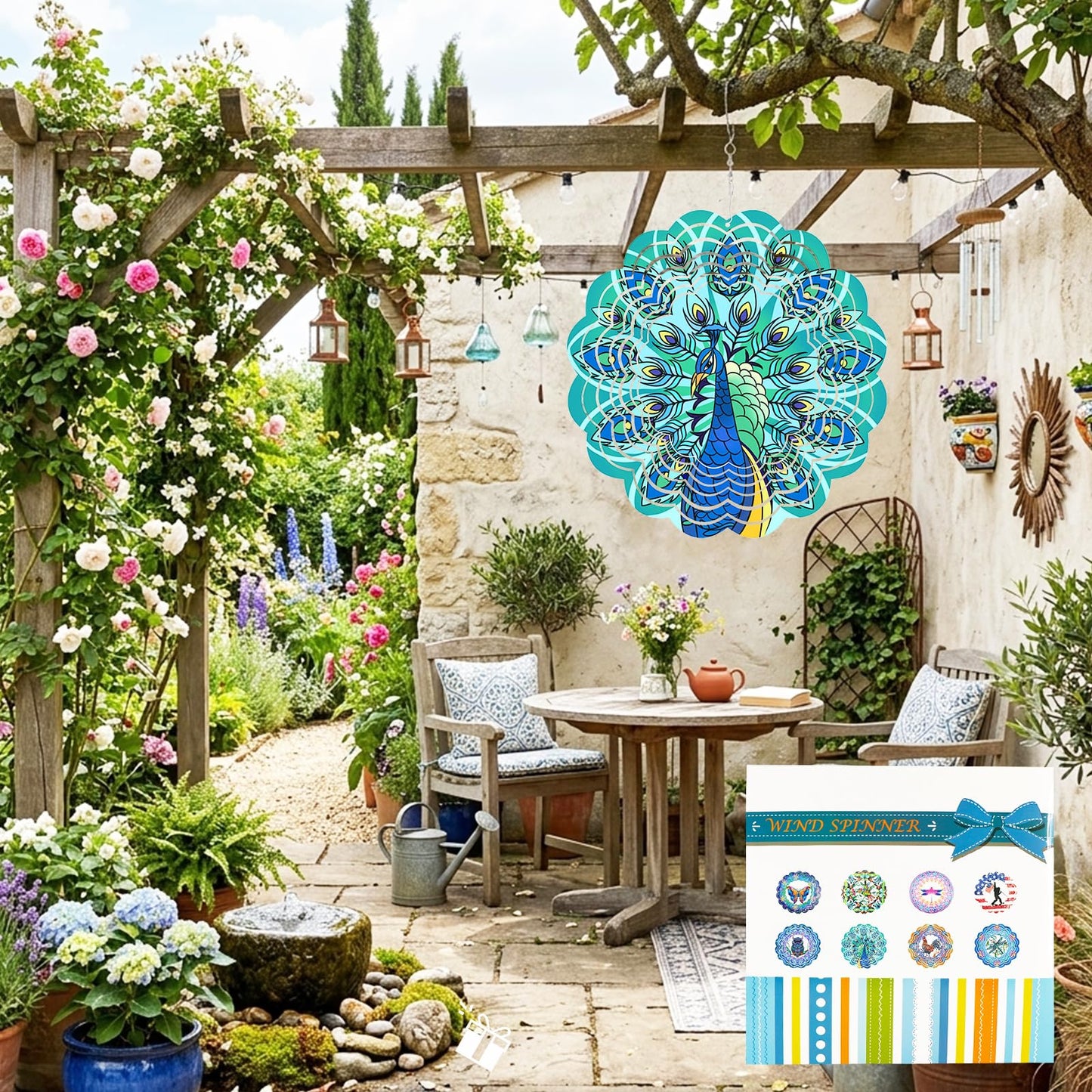 Butterfly Large Metal Wind Spinners - Butterfly Gifts for Women Mom Grandma Wife,15 inch Hanging Wind Spinner for Outdoor & Indoor Decorations,Wind Spinner for Christmas Ornament Gifts